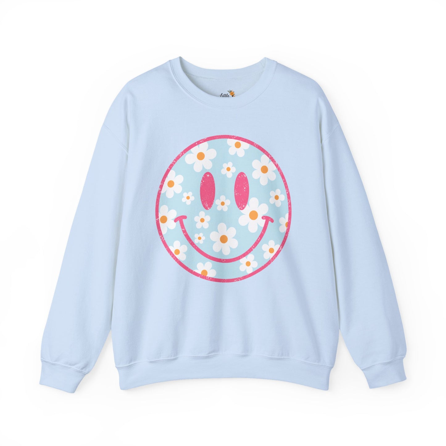 Retro Daisy Smile Sweatshirt • Floral Happy Face Crewneck • Cute Mama Cozy Sweatshirt