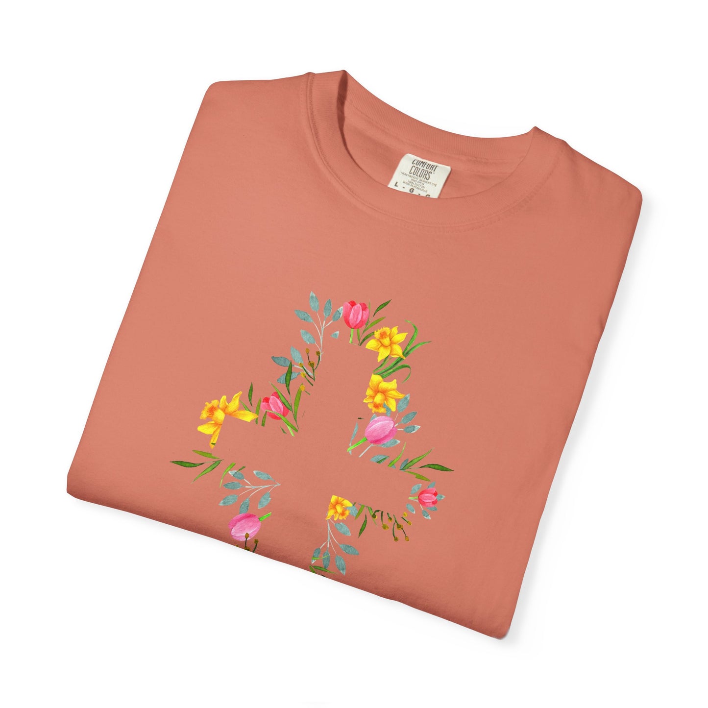 Floral Cross T-Shirt — Christian Faith Tee with Watercolor Flowers