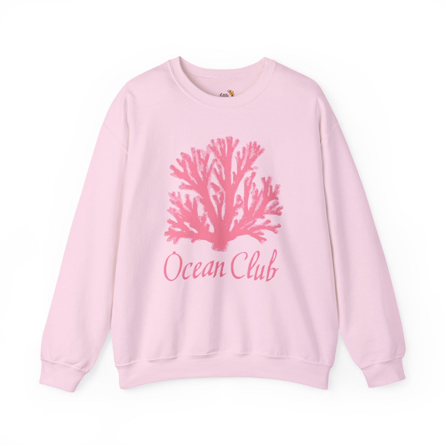 Ocean Club Crewneck • Coastal Summer Sweatshirt • Pink Coral Beach Vacation Pullover • Resort Style