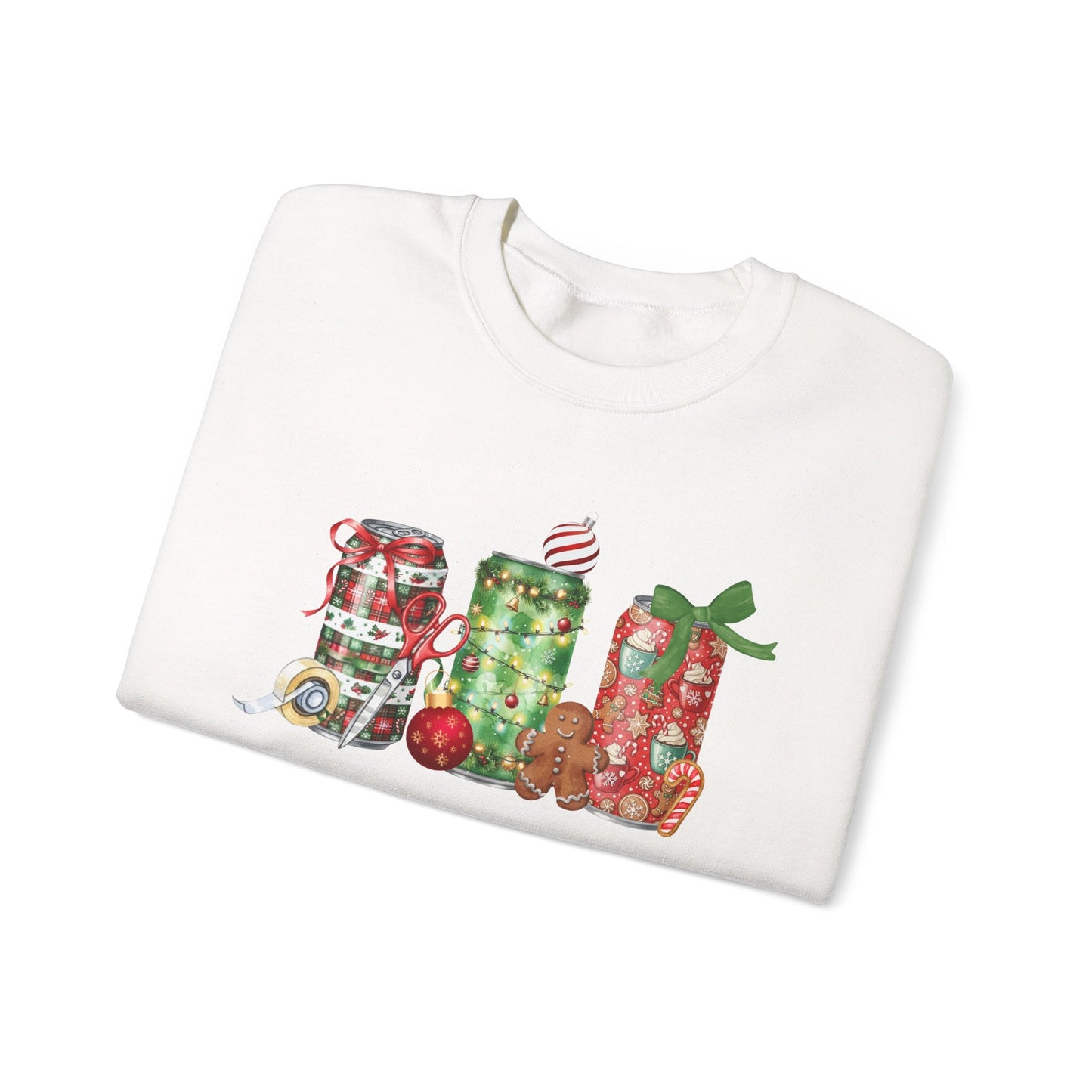 Christmas Soda Crewneck Sweatshirt | Festive Holiday Energy Drink Design | Heavy Blend Cozy Red,Green, Navy, Black, Pink Christmas Sweater for Winter Parties & Gifts