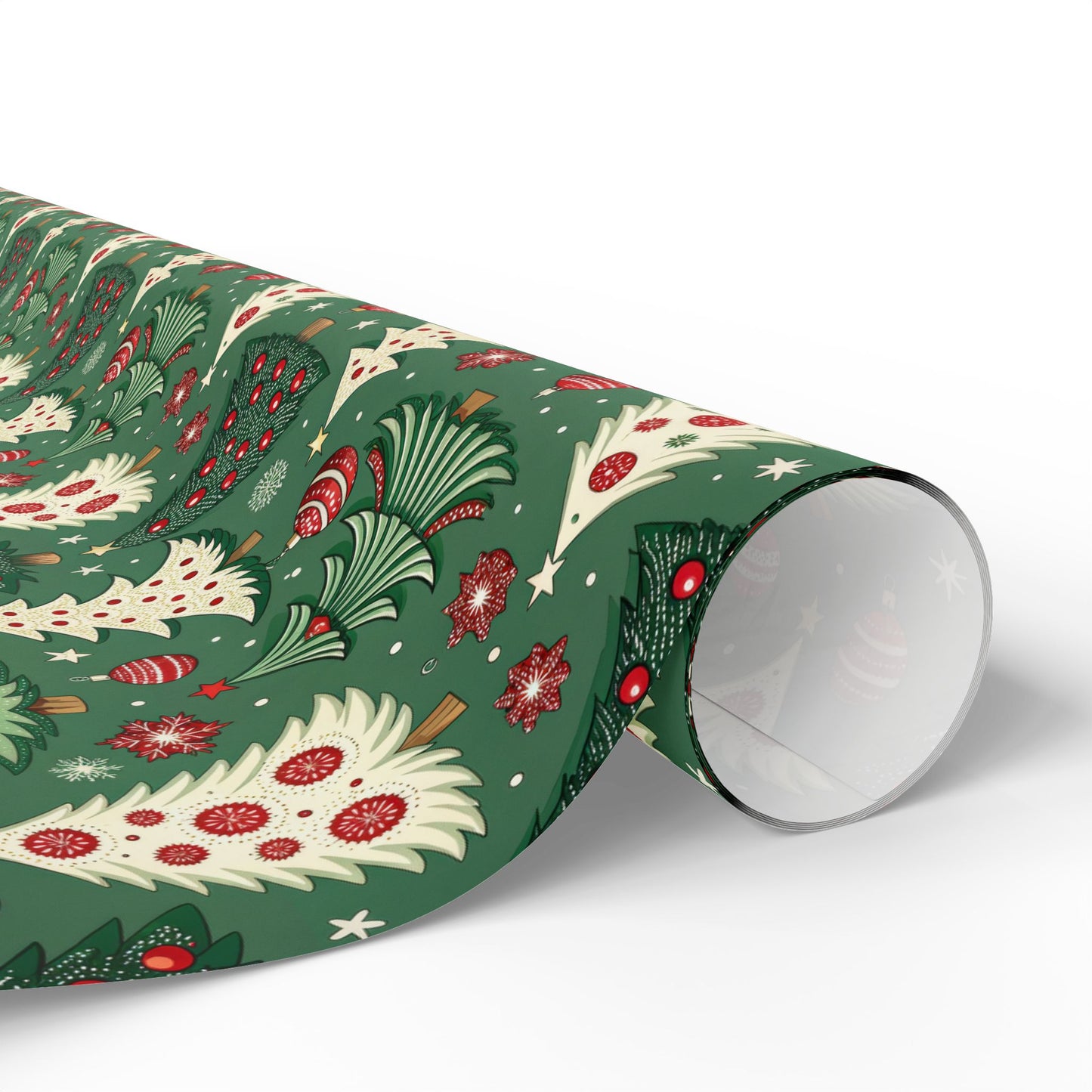 Christmas Tree Wrapping Paper & Blanket | Red Green Holiday Pattern | Festive Ornaments & Snowflakes | Cozy Christmas Gift Wrap & Decor