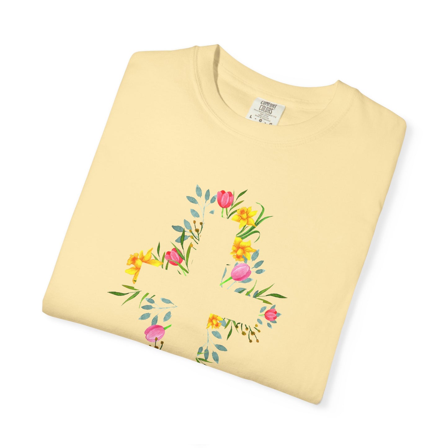 Floral Cross T-Shirt — Christian Faith Tee with Watercolor Flowers