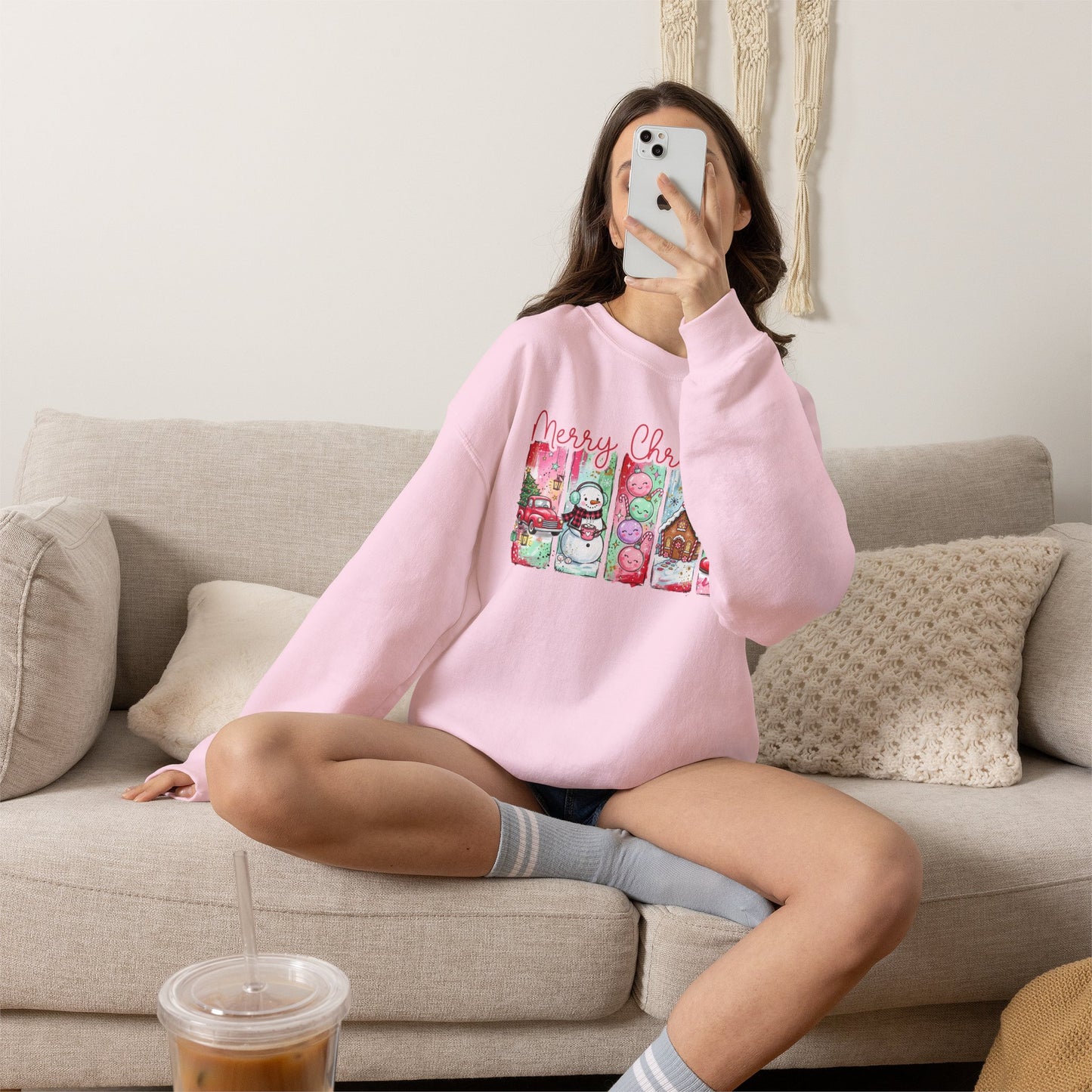 Christmas Patch Crewneck Sweatshirt — ‘Merry Christmas’ Holiday Graphic