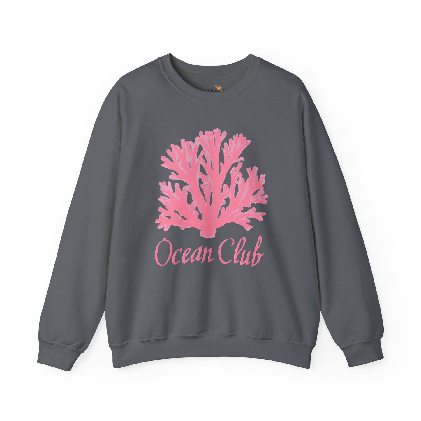 Ocean Club Crewneck • Coastal Summer Sweatshirt • Pink Coral Beach Vacation Pullover • Resort Style