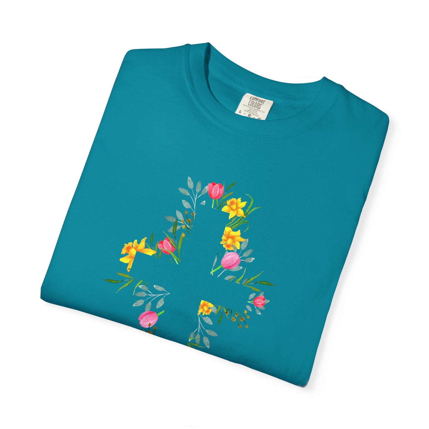 Floral Cross T-Shirt — Christian Faith Tee with Watercolor Flowers