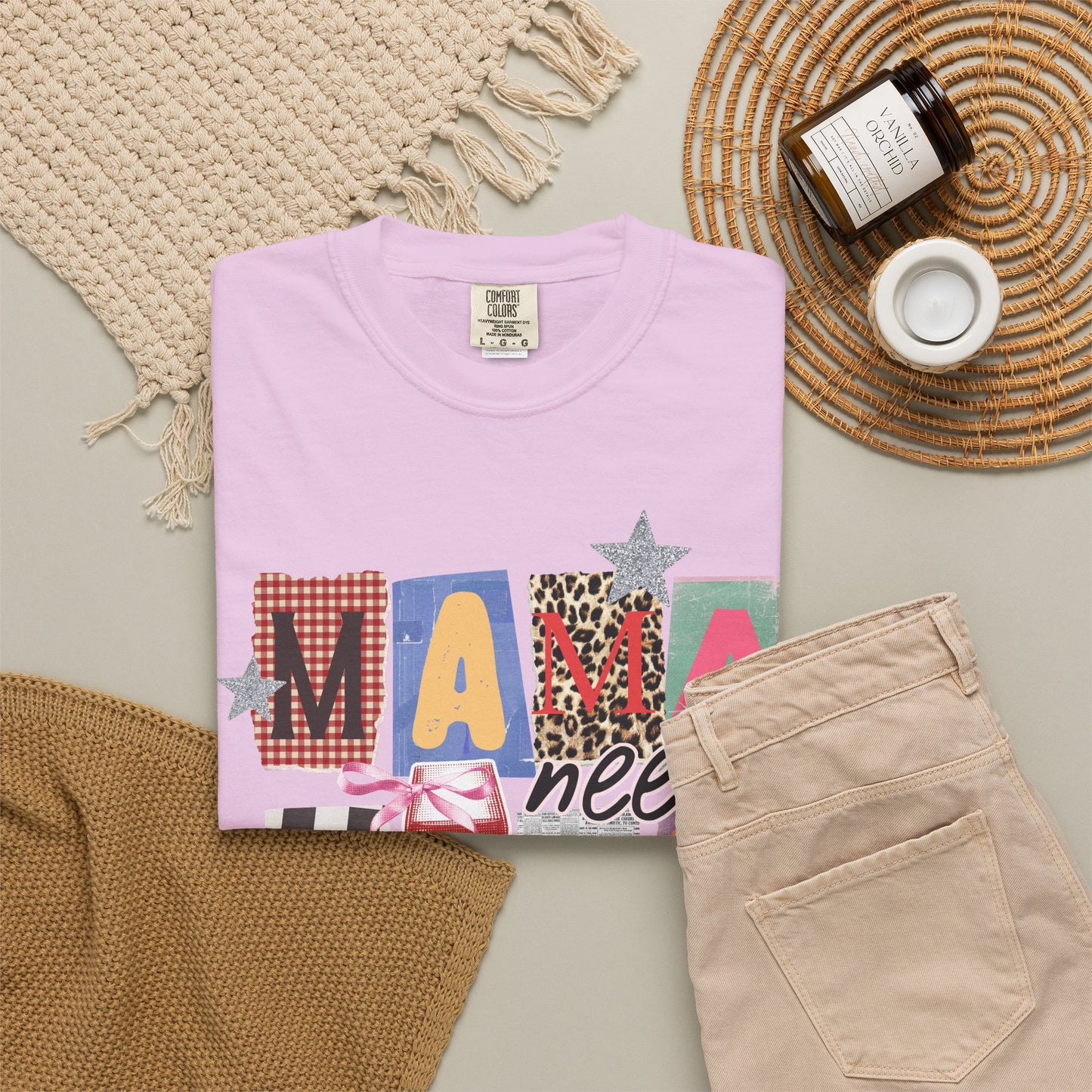 Mama Needs Wine Graphic Tee • Funny Mom Shirt Women • Trendy Patchwork Mixed Print Leopard Gingham Tee • Mom Life Shirt