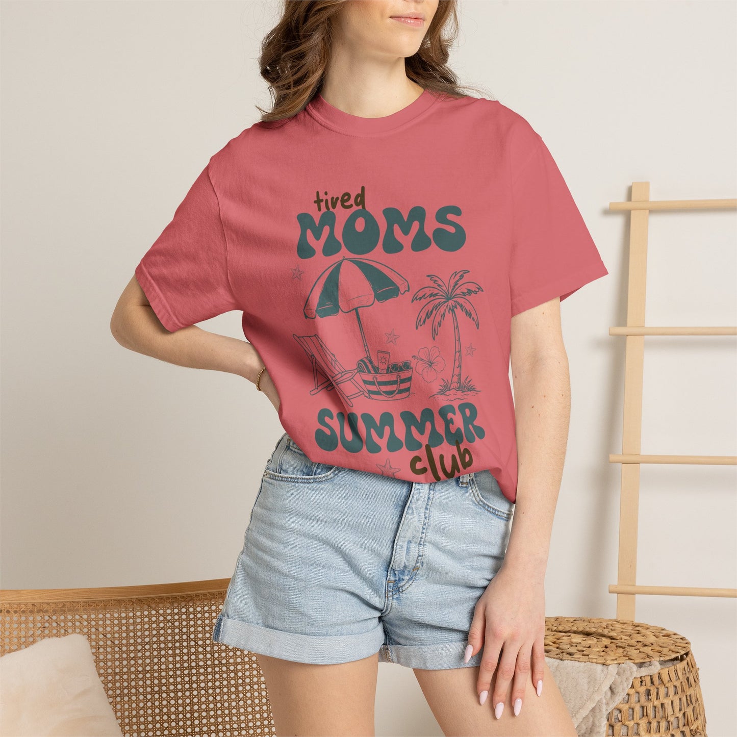 Tired Moms Summer Club Beach Mom Graphic Tee • Summer Vacation Shirt • Pool Day Mama Outfit • Coastal Summer Tee