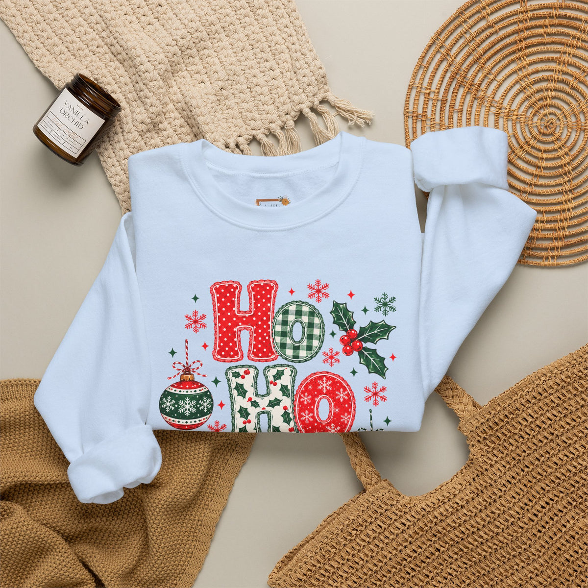 Ho Ho Ho Christmas Sweatshirt, Retro Christmas Crewneck, Gildan Holiday Sweatshirt, Festive Christmas Sweater, Christmas Gift