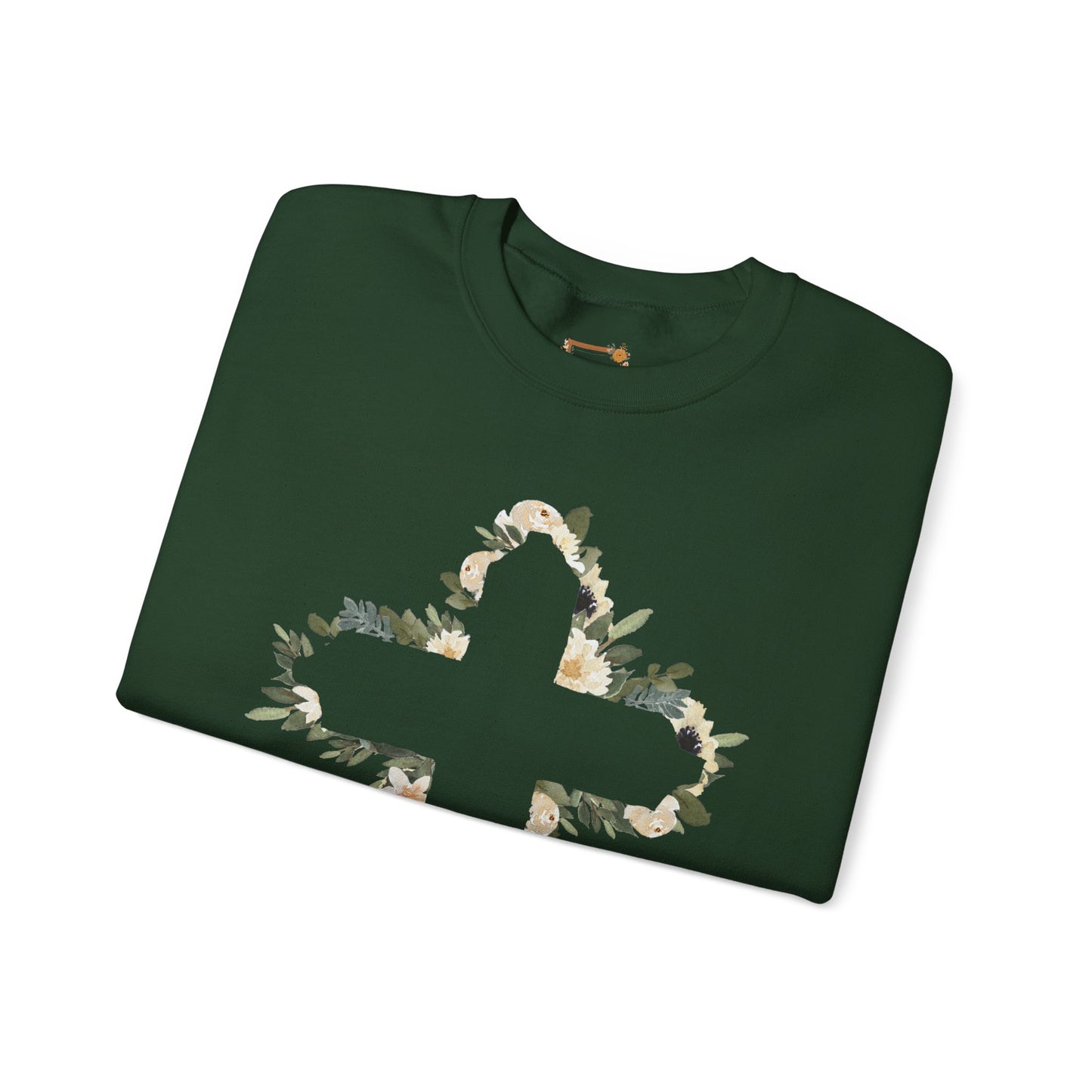 Floral Cross Crewneck Sweatshirt — Christian Faith Floral Pullover