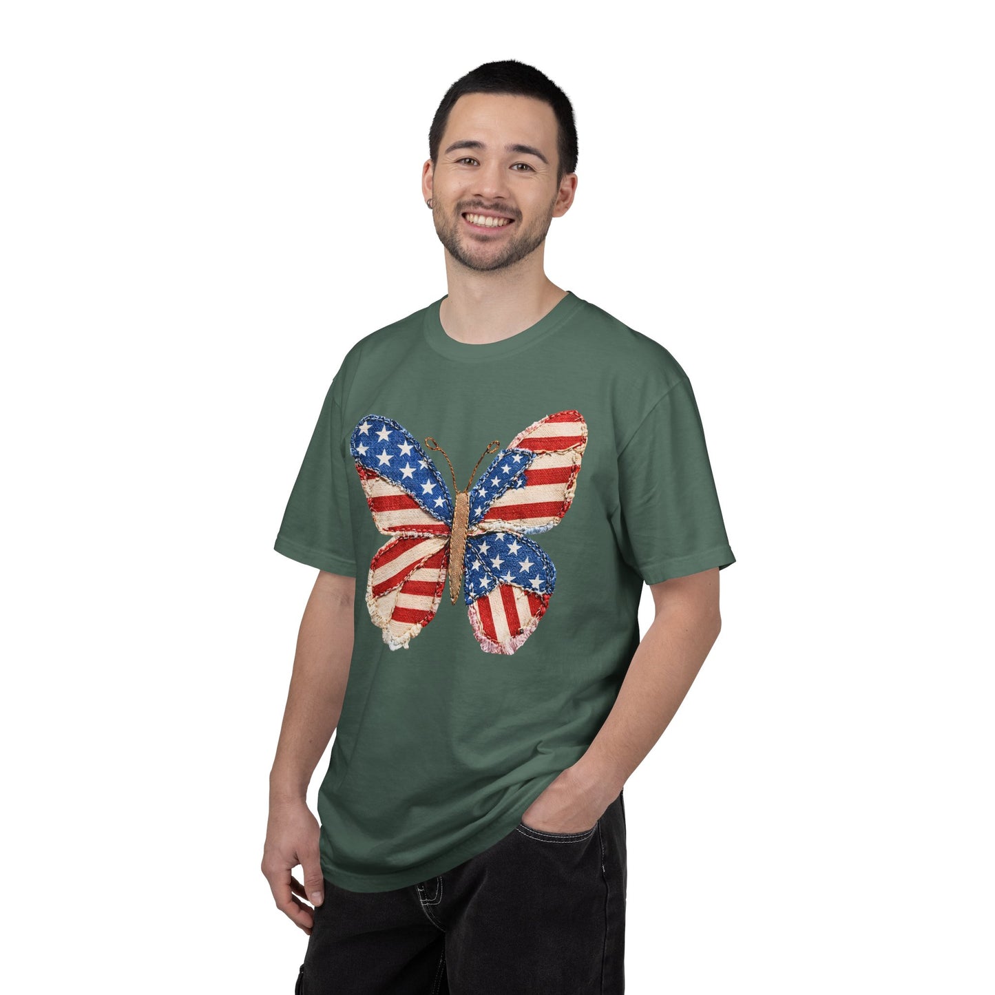 4th of July Butterfly Shirt • Patriotic Butterfly Tee • Vintage Americana Red White Blue Graphic