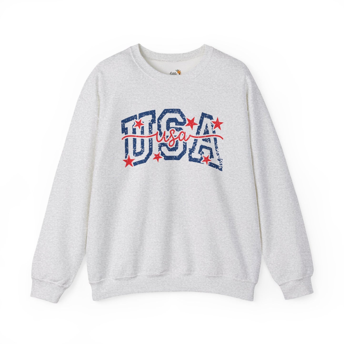 Copy of Feux Laced USA Patchwork Sweatshirt • Preppy Patriotic Crewneck • Coquette Americana Sweatshirt • Red White Blue Mama Style