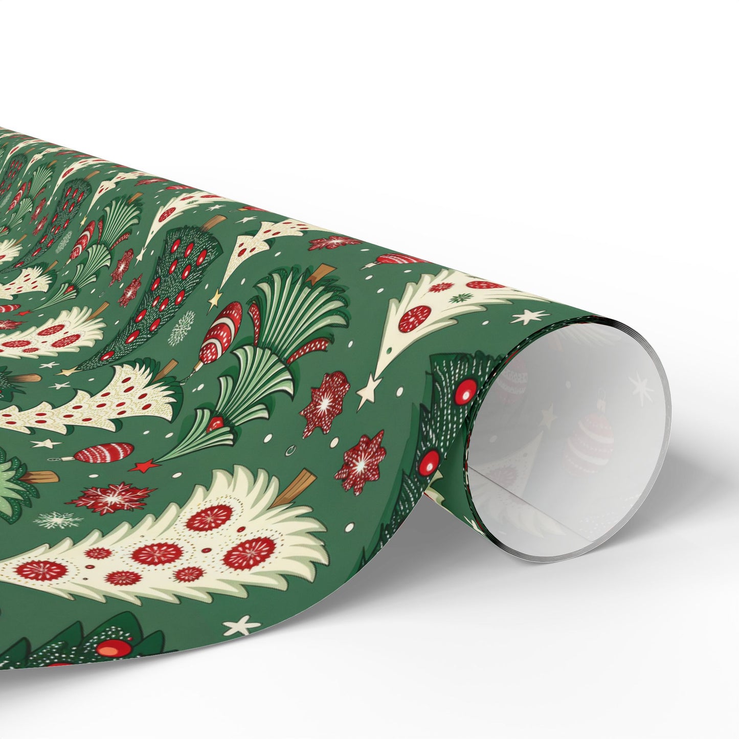 Christmas Tree Wrapping Paper & Blanket | Red Green Holiday Pattern | Festive Ornaments & Snowflakes | Cozy Christmas Gift Wrap & Decor