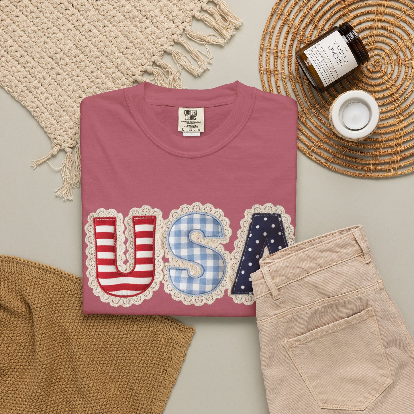 USA Patchwork Shirt • Preppy Patriotic Tee • Coquette Americana Top • Red White Blue Outfit Shirt
