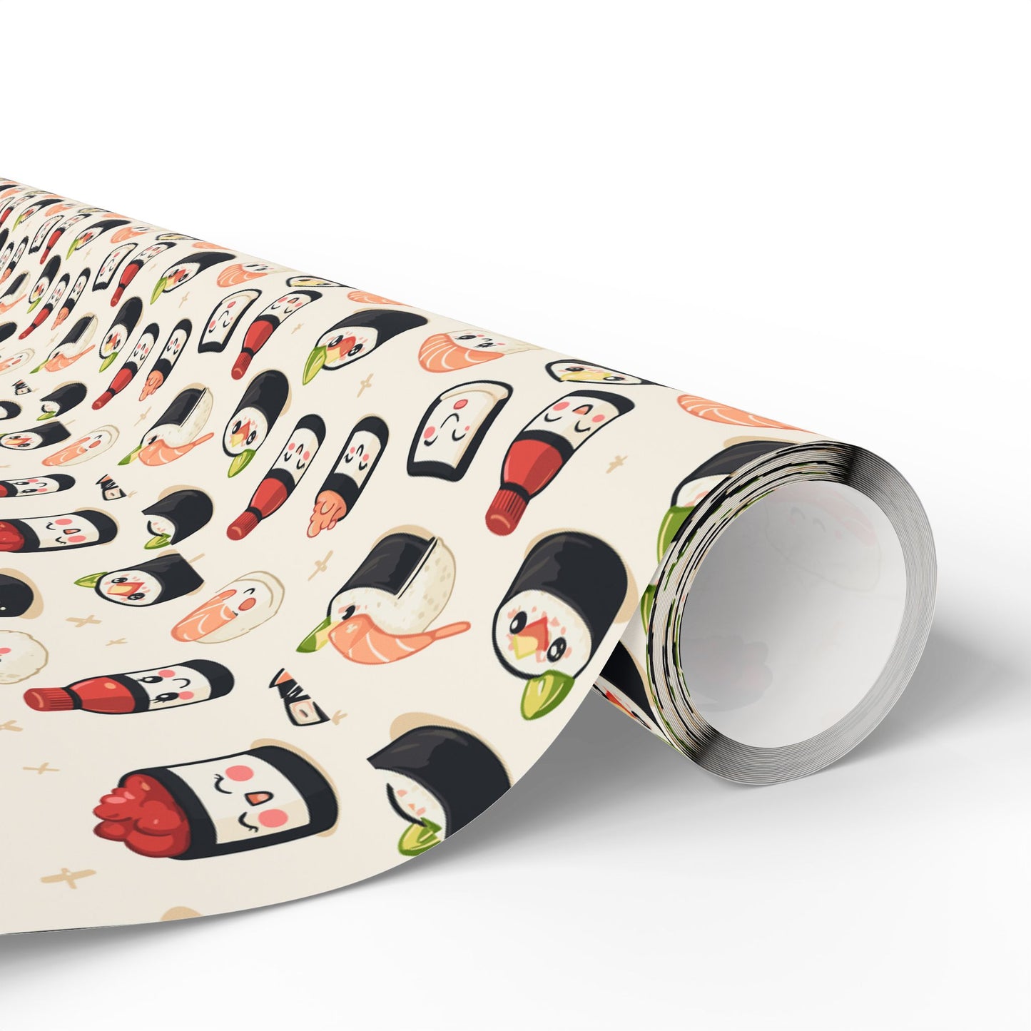 Kawaii Sushi Wrapping Paper | Cute Japanese Food Pattern | Happy Sushi Roll Gift Wrap | Fun Cozy Blanket for Food Lovers