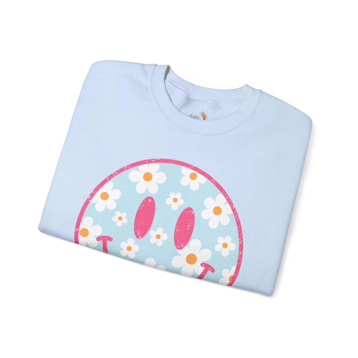 Retro Daisy Smile Sweatshirt • Floral Happy Face Crewneck • Cute Mama Cozy Sweatshirt