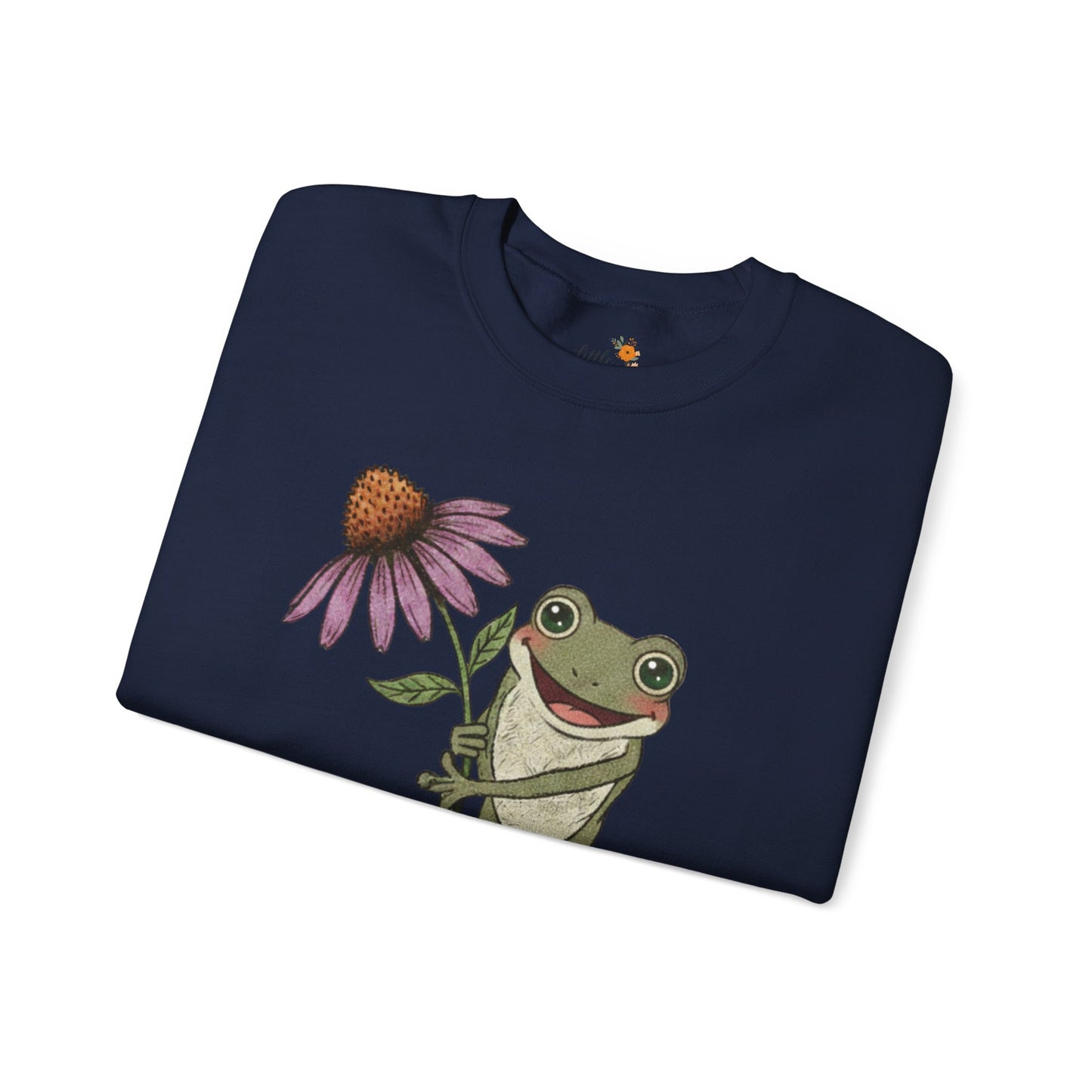 Spring Cottage Frog Sweatshirt • Whimsical Garden Wildflower Crewneck • Cottagecore Floral Pullover