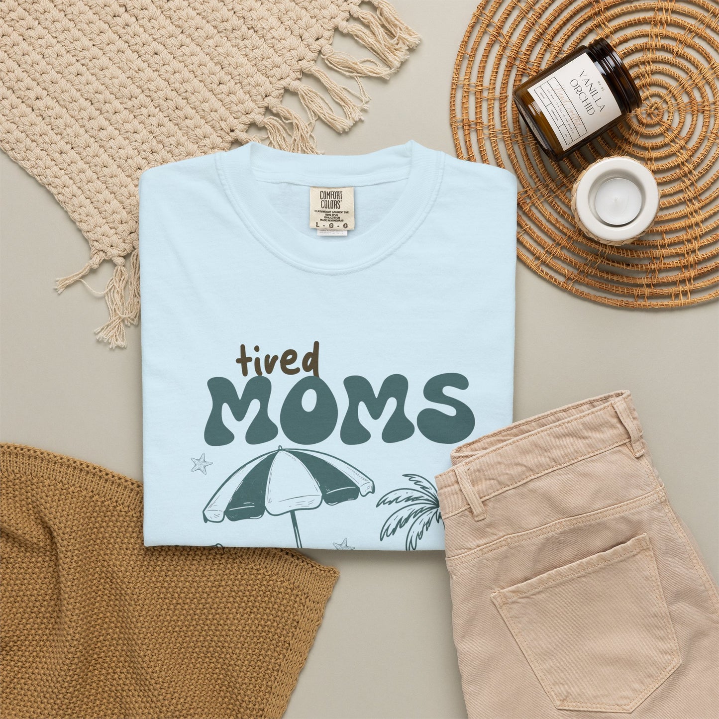 Tired Moms Summer Club Beach Mom Graphic Tee • Summer Vacation Shirt • Pool Day Mama Outfit • Coastal Summer Tee