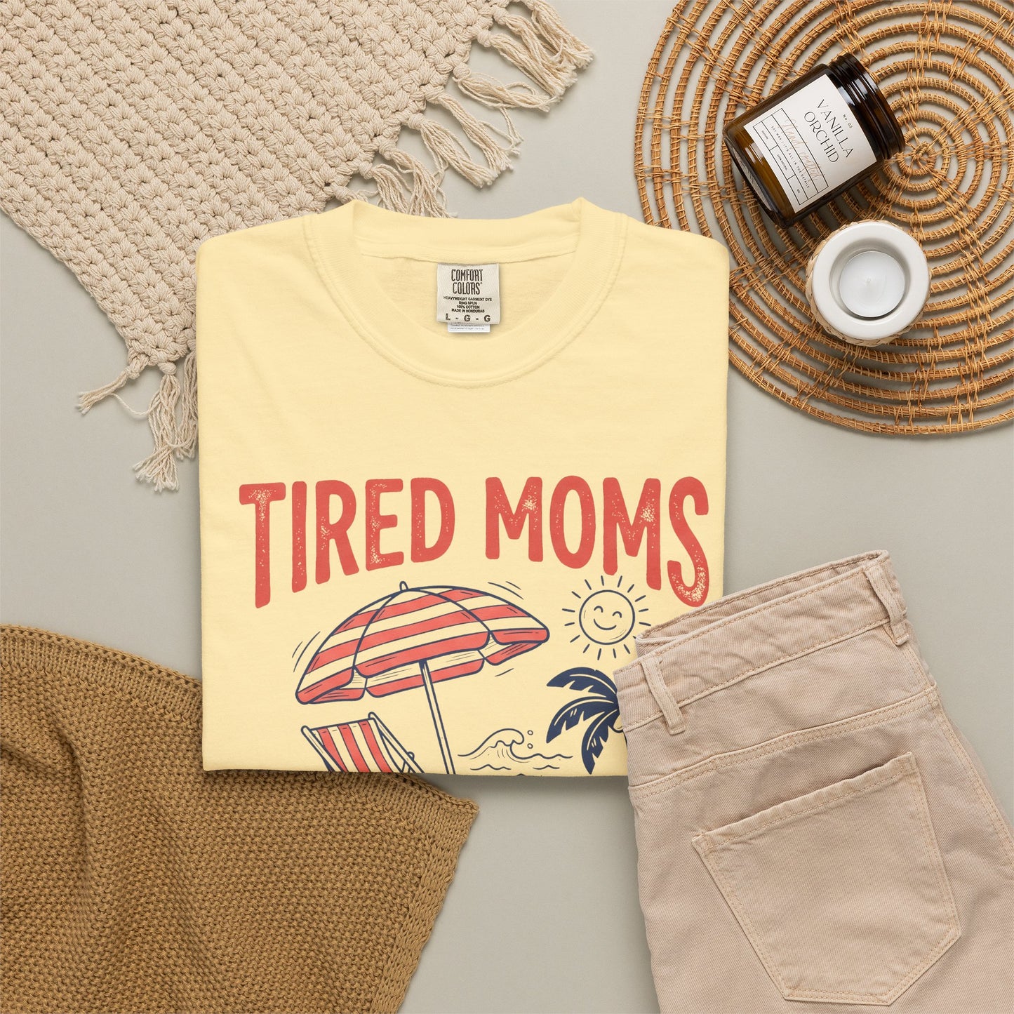 Tired Moms Summer Club Beach Graphic Tee • Summer Mom Shirt • Pool Day Mama Tee • Coastal Vacation Outfit