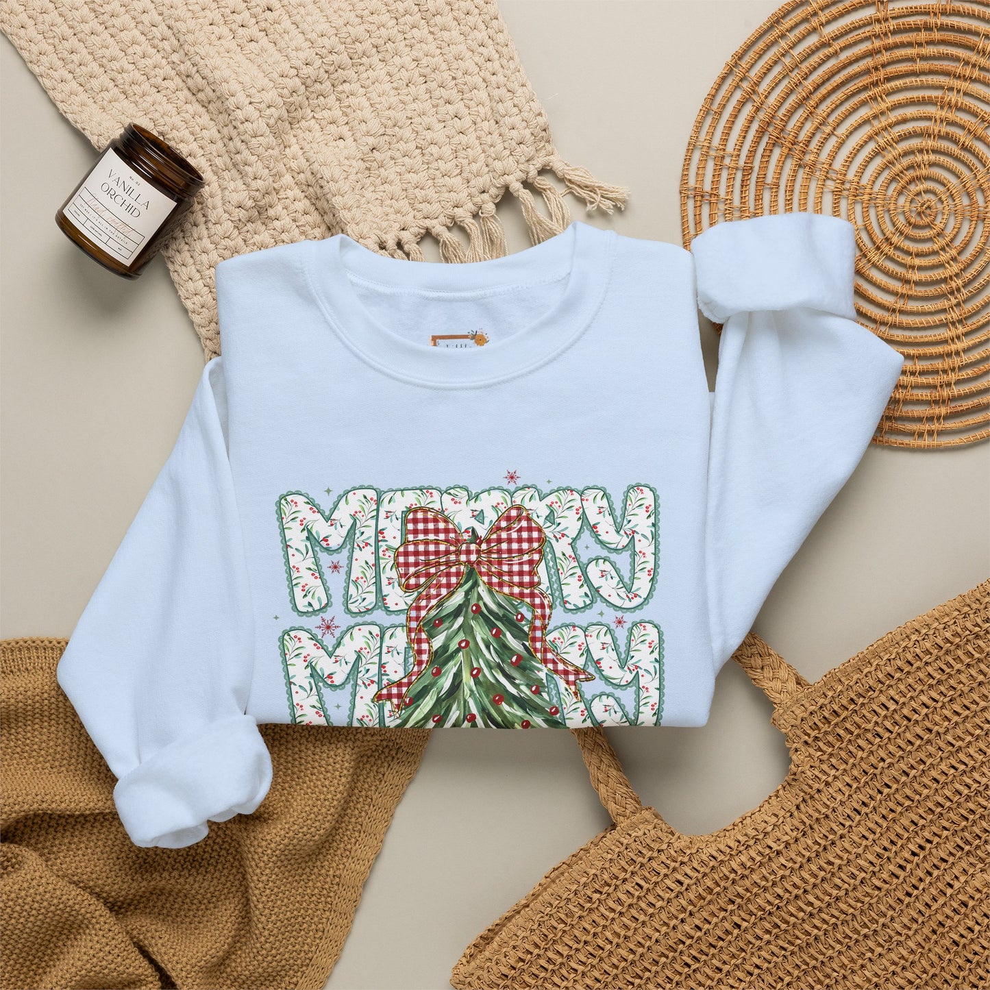 Christmas Tree Crewneck Sweatshirt — Merry Merry Holiday Graphic