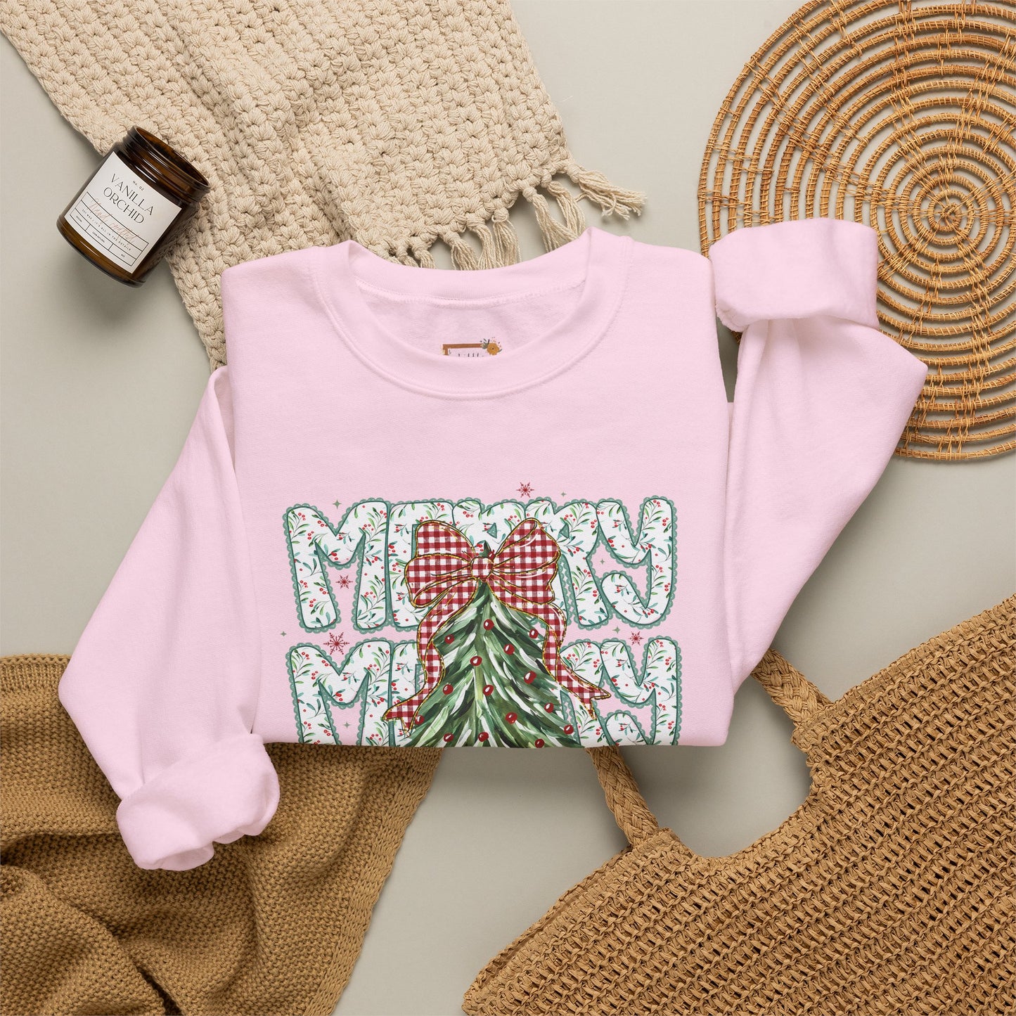 Christmas Tree Crewneck Sweatshirt — Merry Merry Holiday Graphic