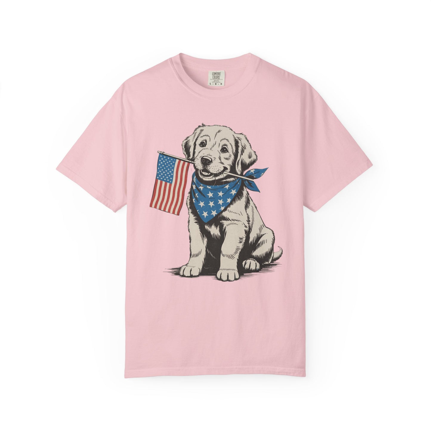 4th of July Patriotic Dog Puppy Tee • Americana Dog Lover Graphic • Red White Blue Flag Shirt