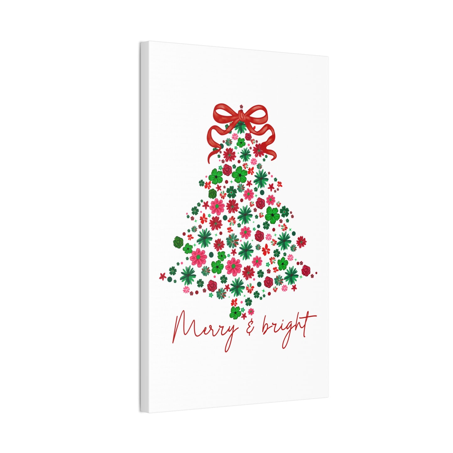 Festive Canvas Wall Art - Merry & Bright Christmas Tree