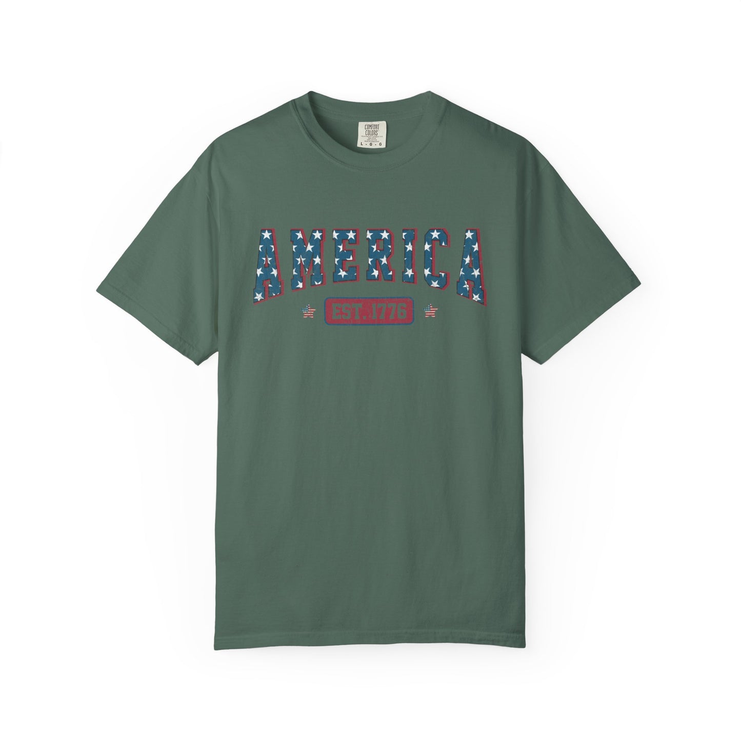 America Est 1776 T-Shirt • Vintage Patriotic Graphic Tee • Red White Blue Fourth of July Shirt