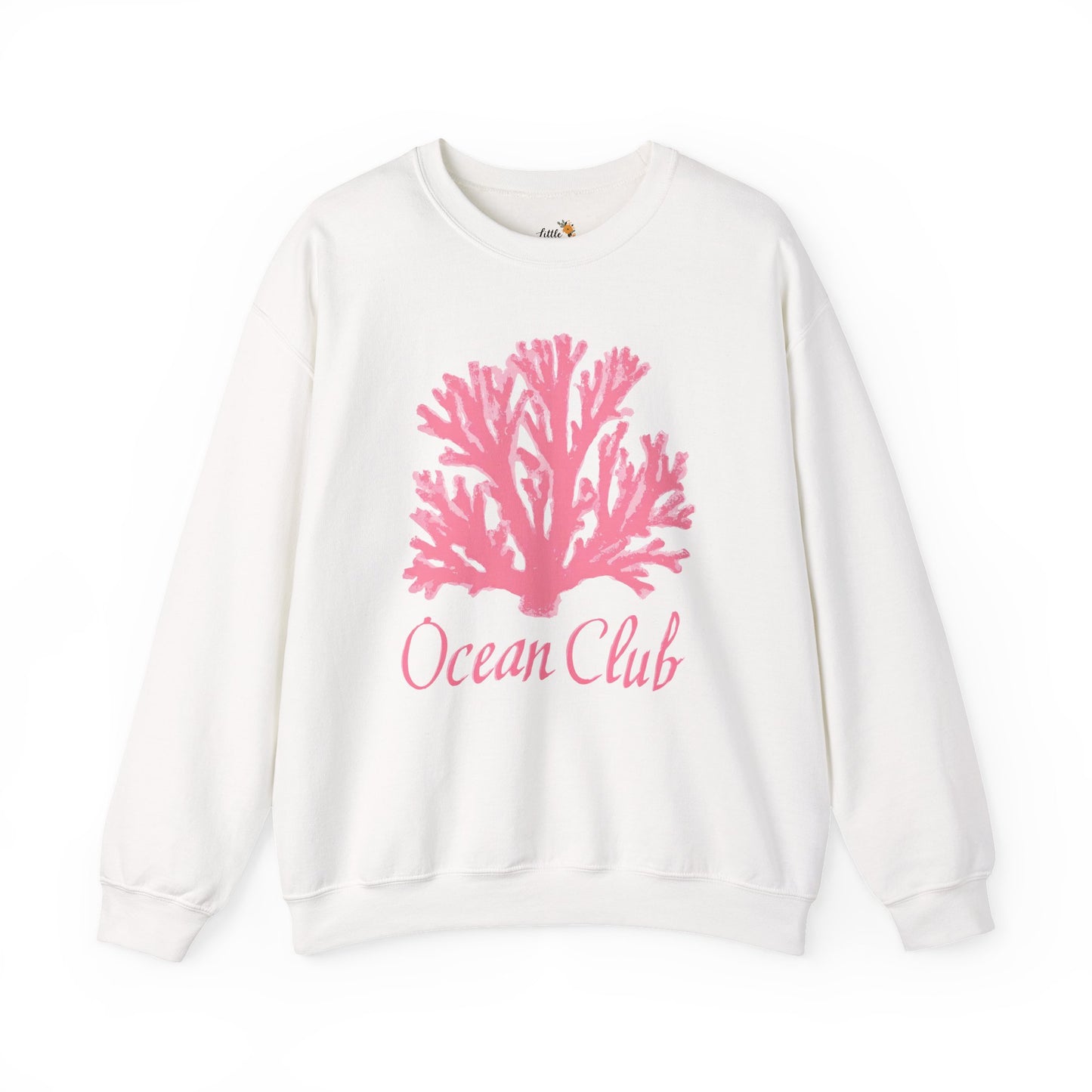 Ocean Club Crewneck • Coastal Summer Sweatshirt • Pink Coral Beach Vacation Pullover • Resort Style