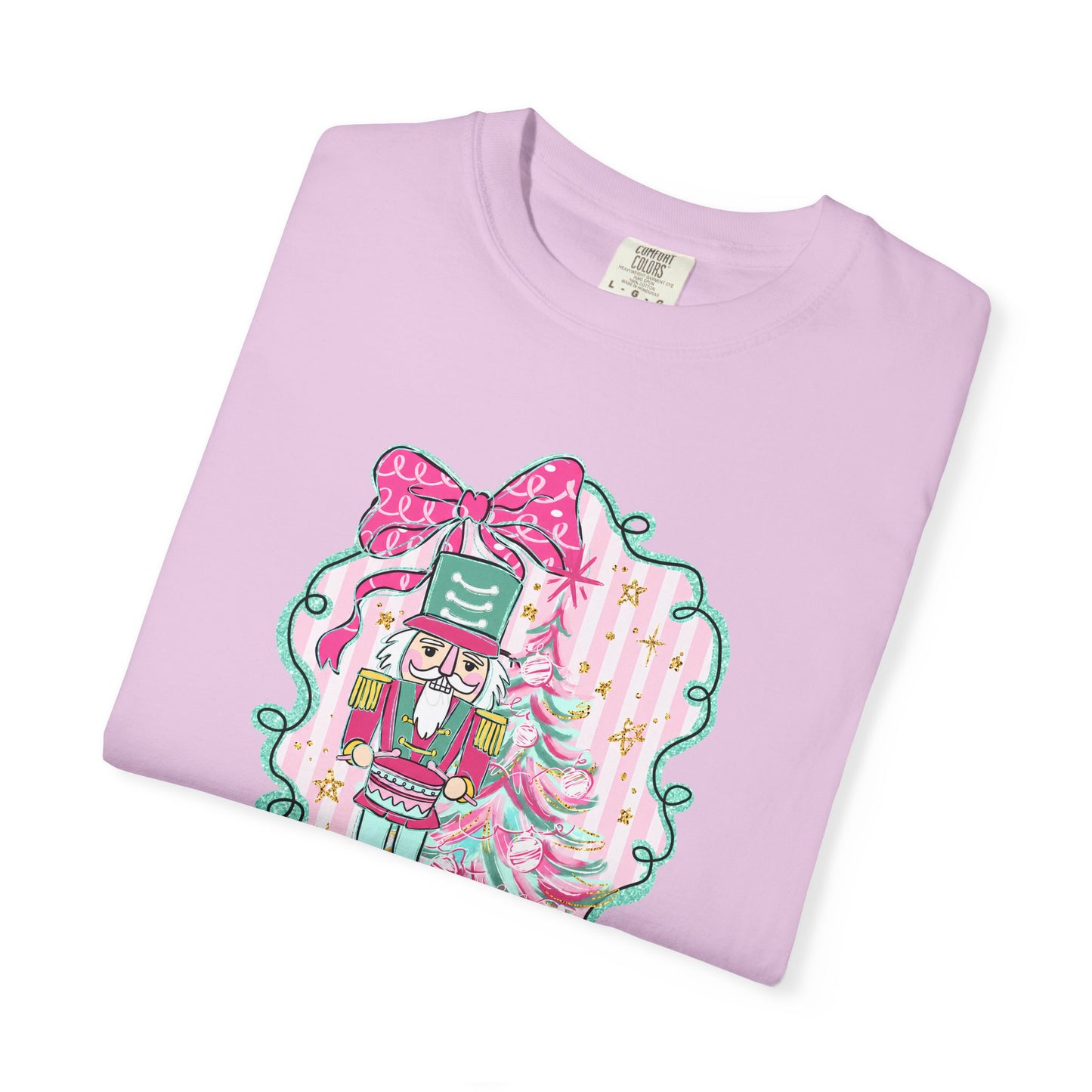 Nutcracker Christmas T-Shirt — Cute Pink Nutcracker with Ribbon Holiday Tee