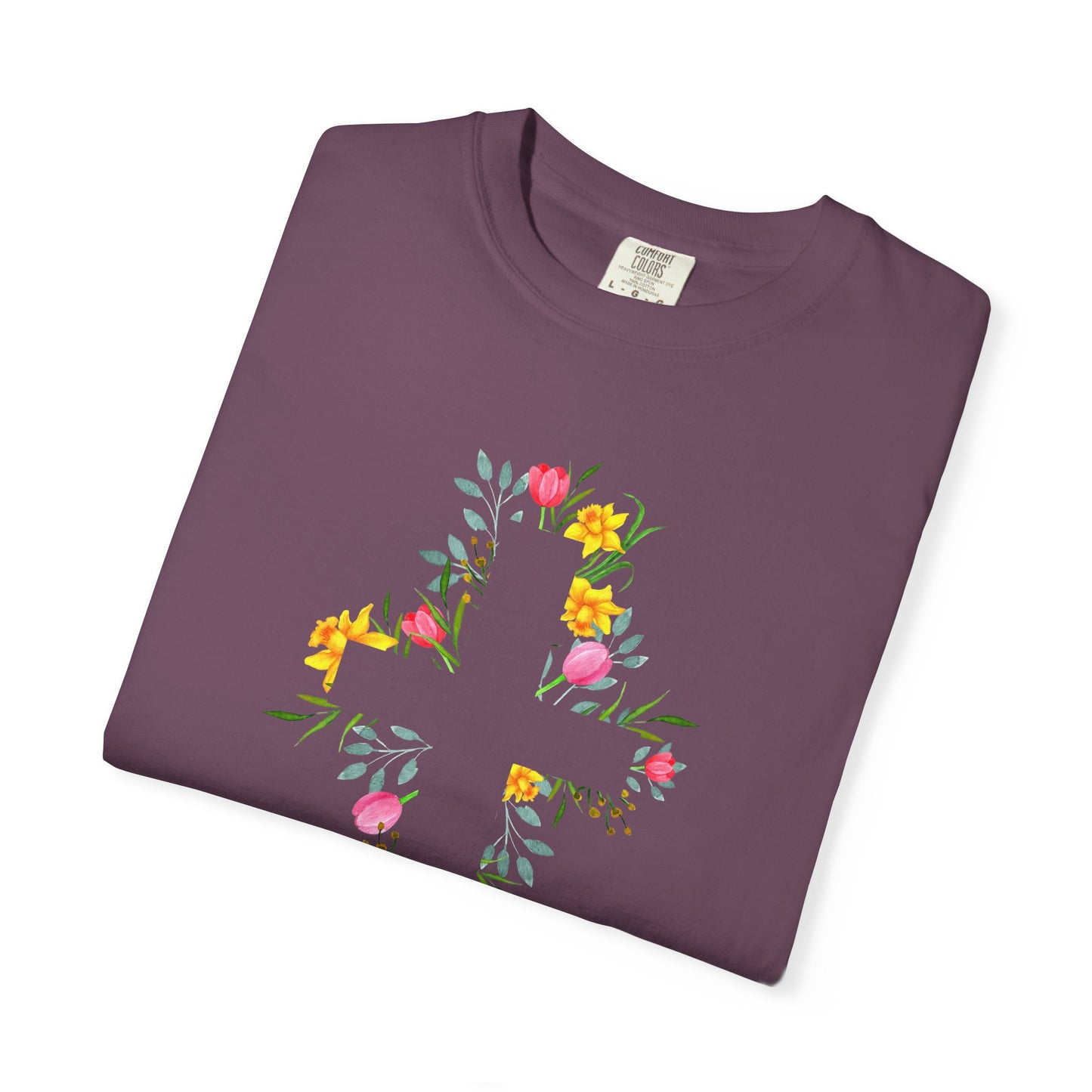 Floral Cross T-Shirt — Christian Faith Tee with Watercolor Flowers