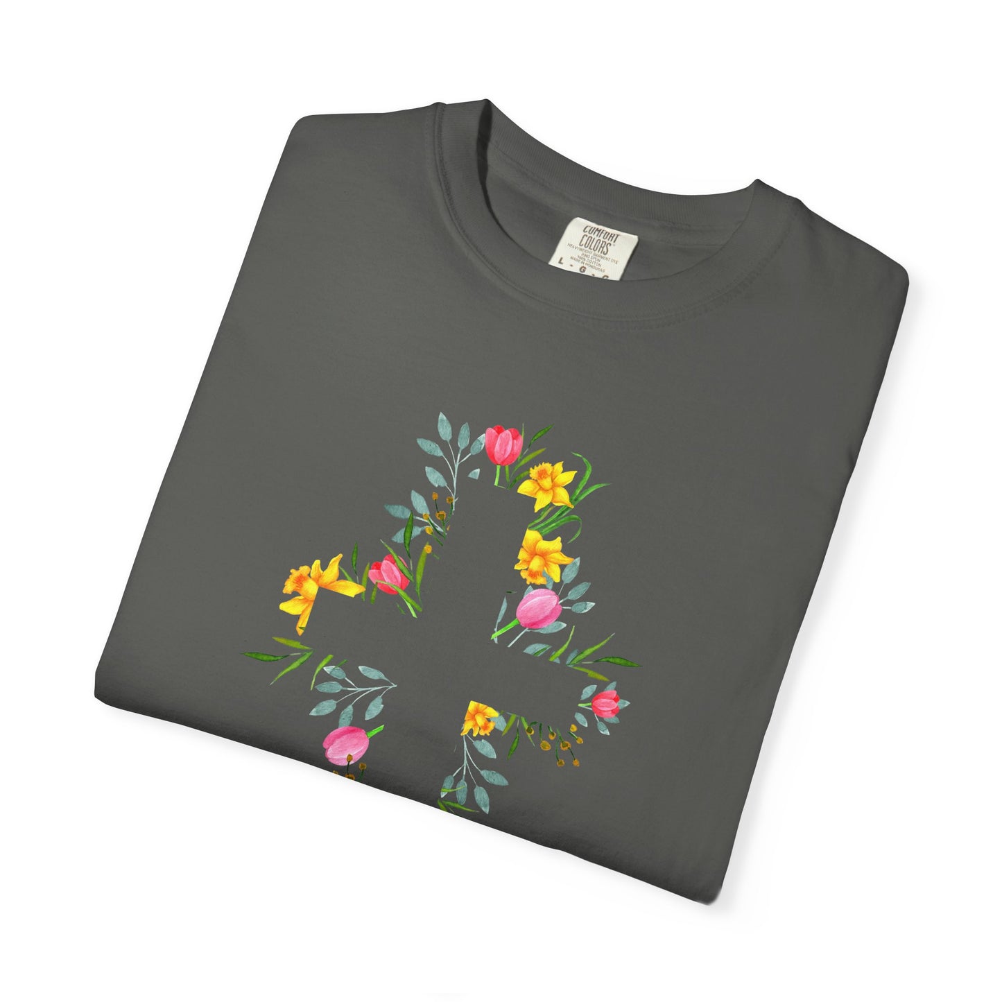 Floral Cross T-Shirt — Christian Faith Tee with Watercolor Flowers