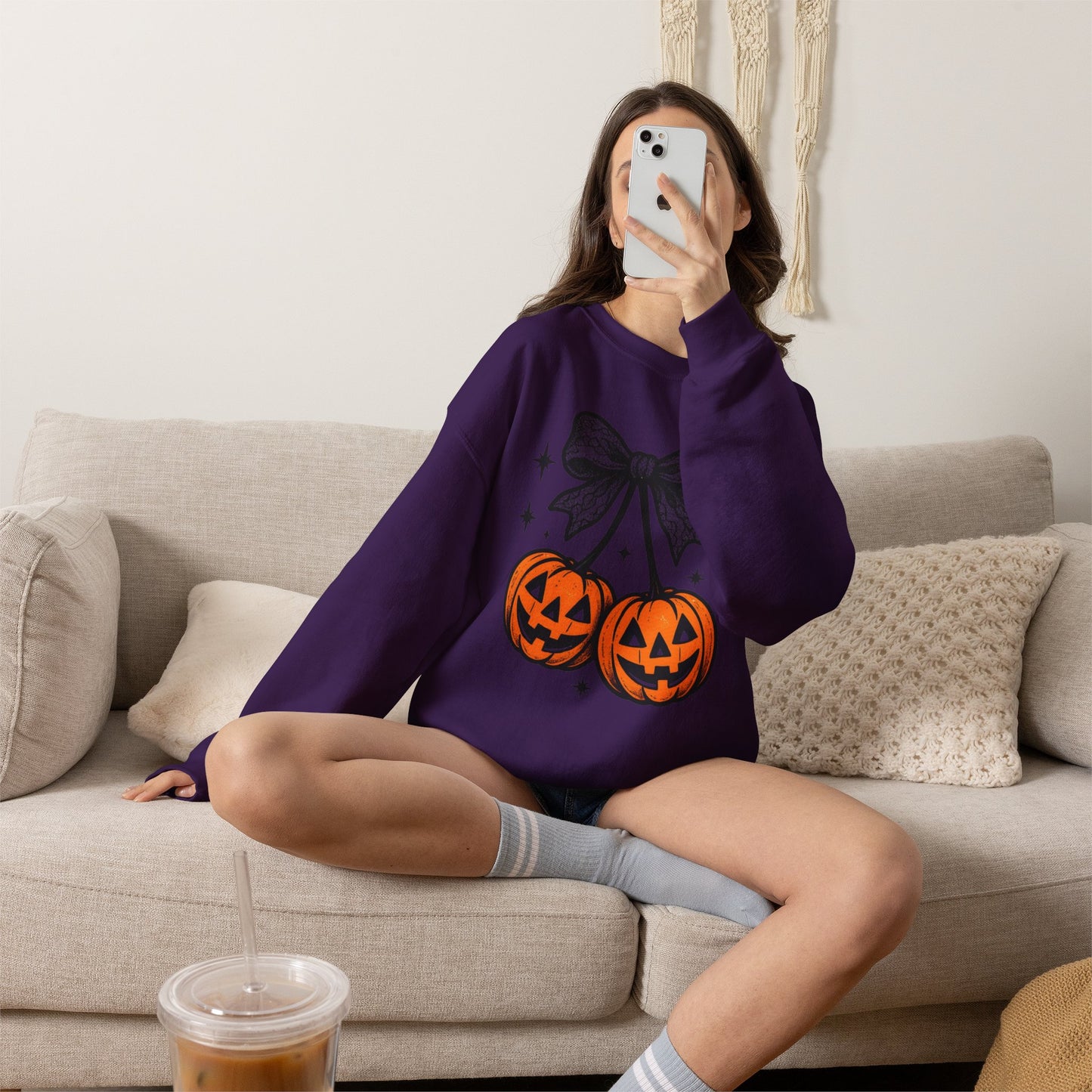 Halloween Pumpkin Pair Crewneck Sweatshirt