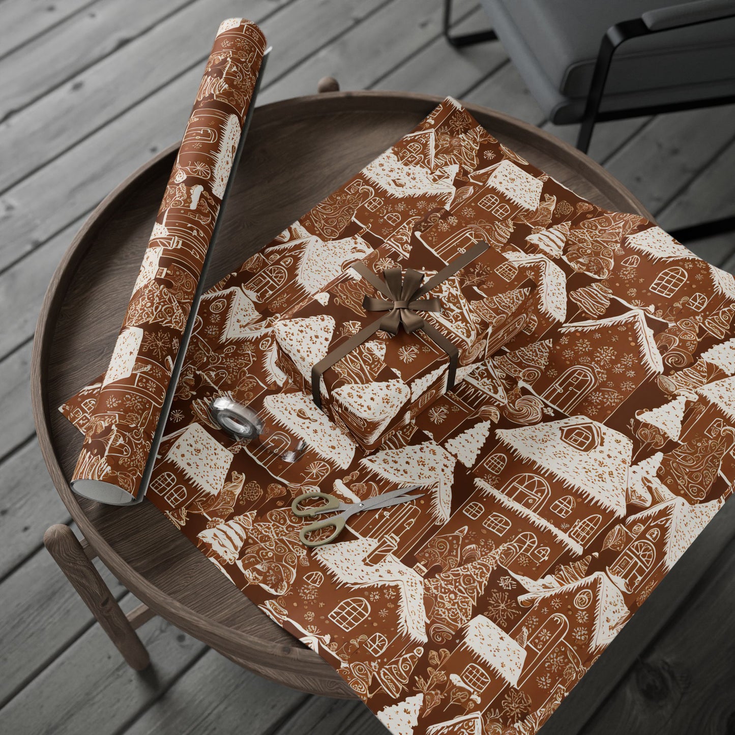 Gingerbread Village Christmas Blanket & Wrapping Paper | Brown & White Icing Cookie Houses | Cozy Holiday Gift Wrap | Winter Home Décor