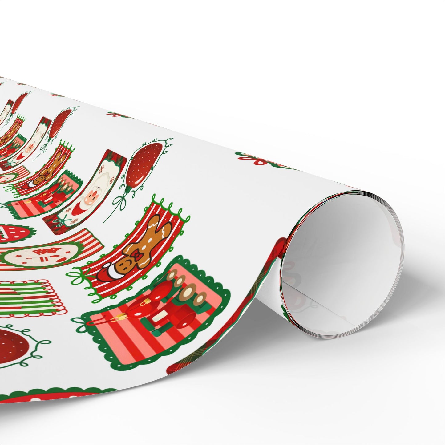 Christmas Stamp Collage Wrapping Paper | Vintage Holiday Postmark Pattern | Red & Green Retro Christmas Gift Wrap | Festive Mail-Inspired Design