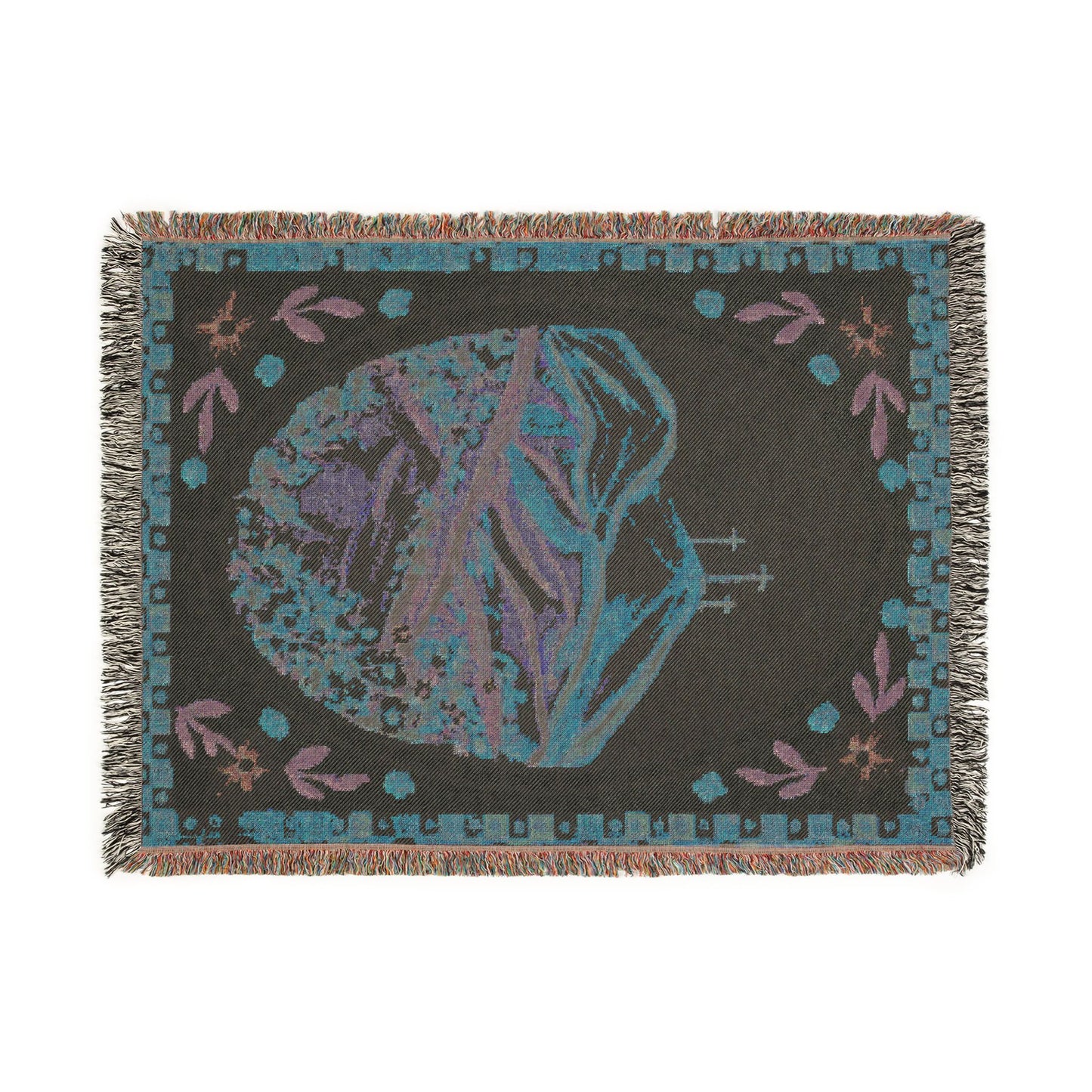 Spring Floral Cross Woven Blanket — Easter Landscape Cross & Floral Throw