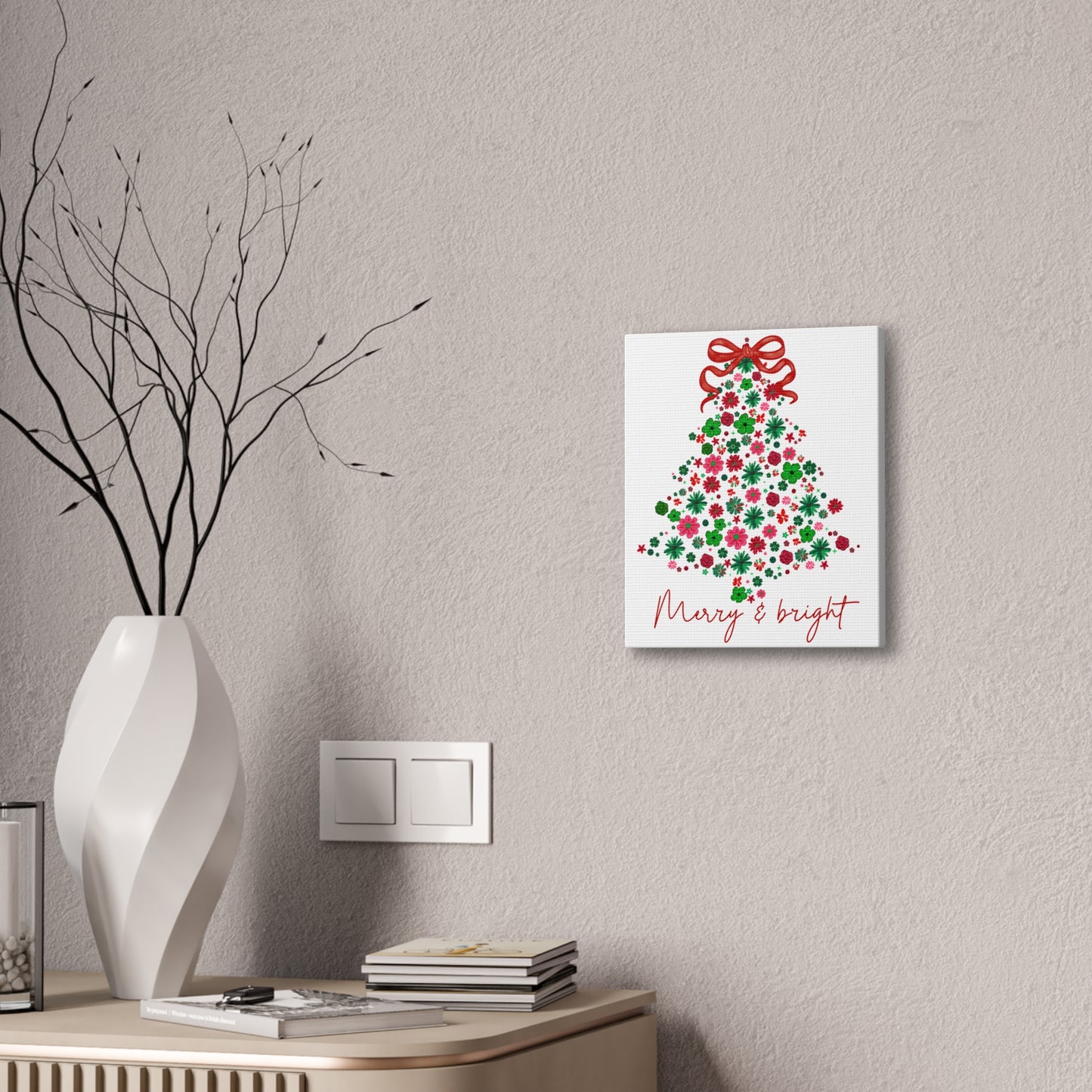 Festive Canvas Wall Art - Merry & Bright Christmas Tree