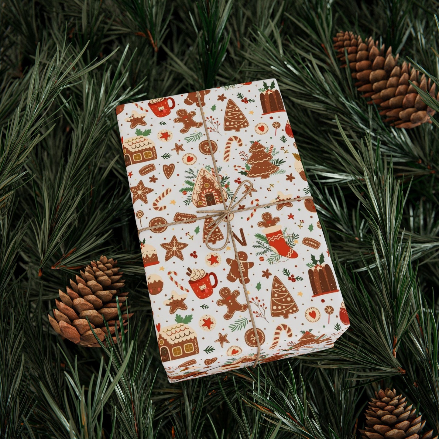 Gingerbread Christmas Wrapping Paper | Cozy Cookie Holiday Gift Wrap | Festive Baking Pattern | Christmas Treat Wrapping Paper