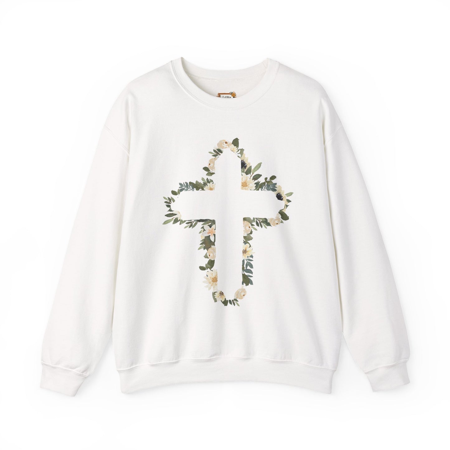 Floral Cross Crewneck Sweatshirt — Christian Faith Floral Pullover