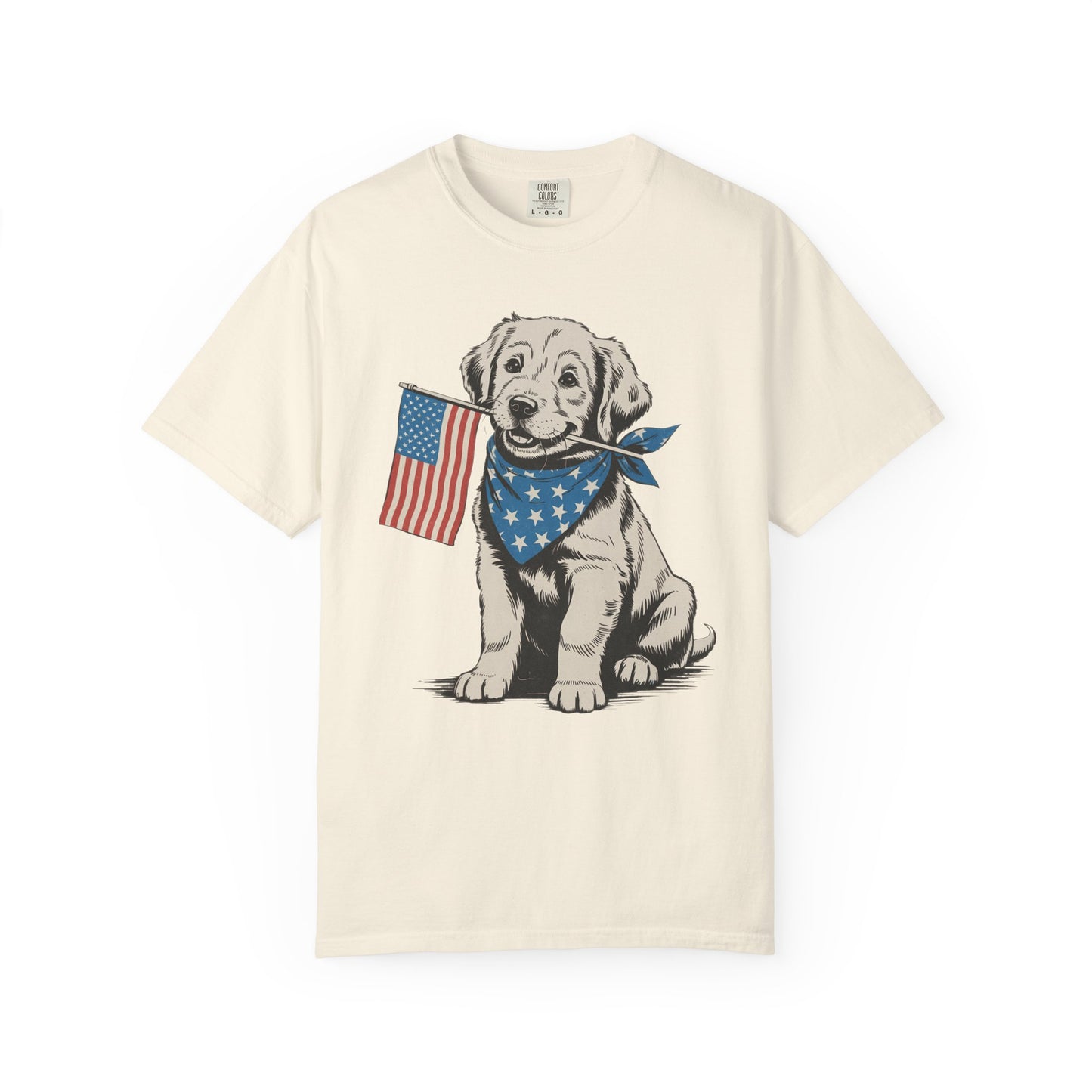4th of July Patriotic Dog Puppy Tee • Americana Dog Lover Graphic • Red White Blue Flag Shirt