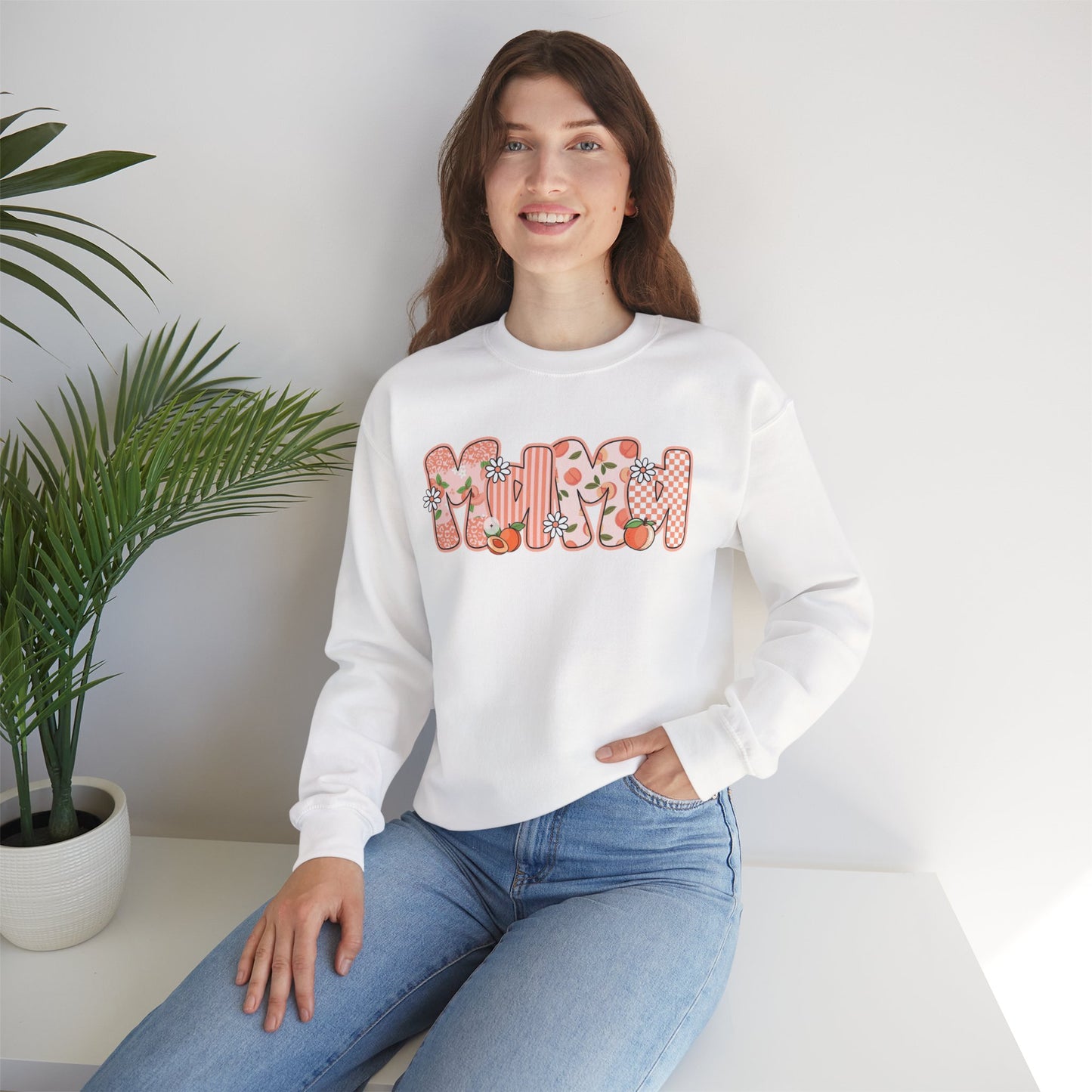 Peach Floral Mama Graphic Sweatshirt • Spring Mama Crewneck • Soft Girly Mom Pullover • Floral Boutique Style Outfit