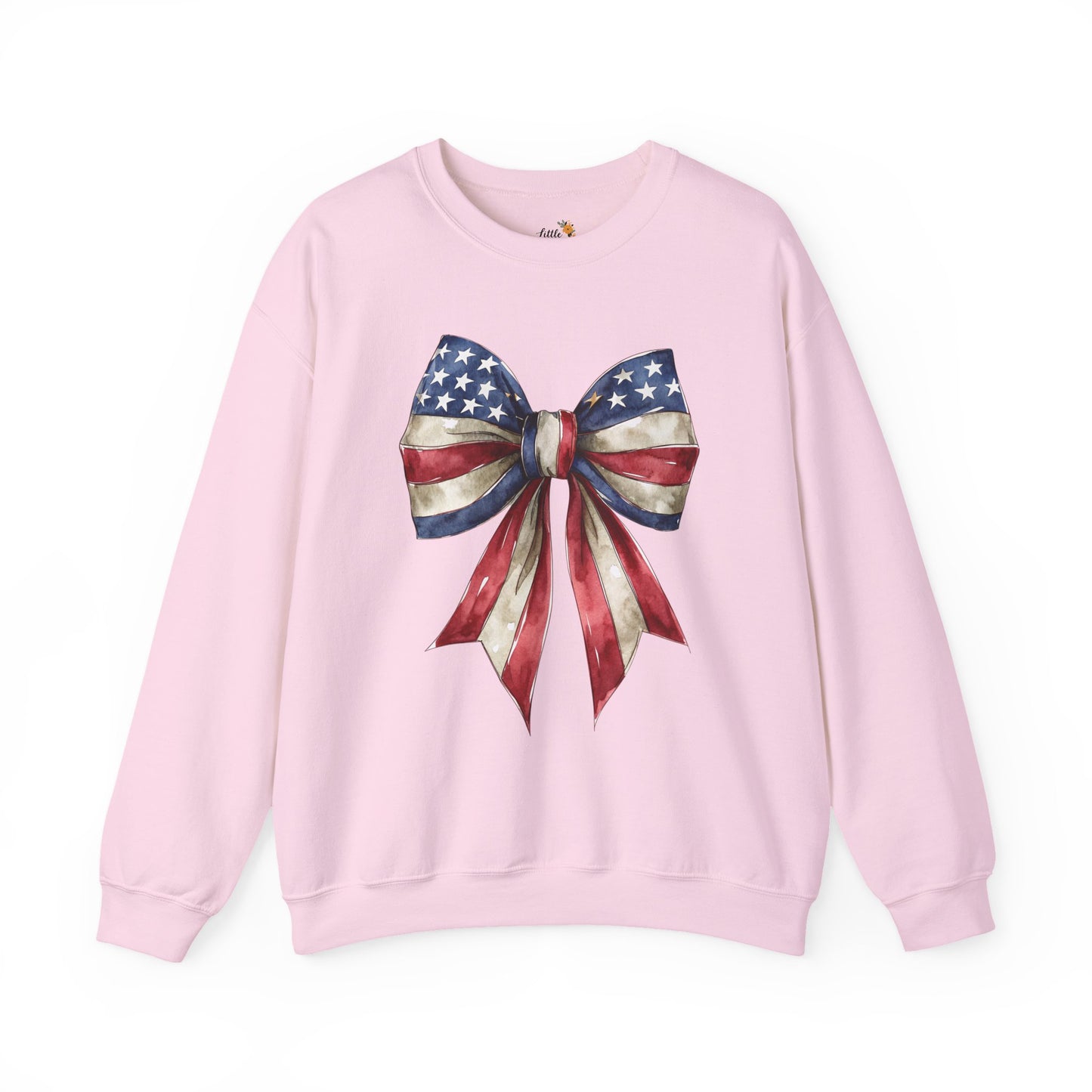 Red White Blue Coquette Bow Sweatshirt • 4th of July Crewneck • American Flag Design