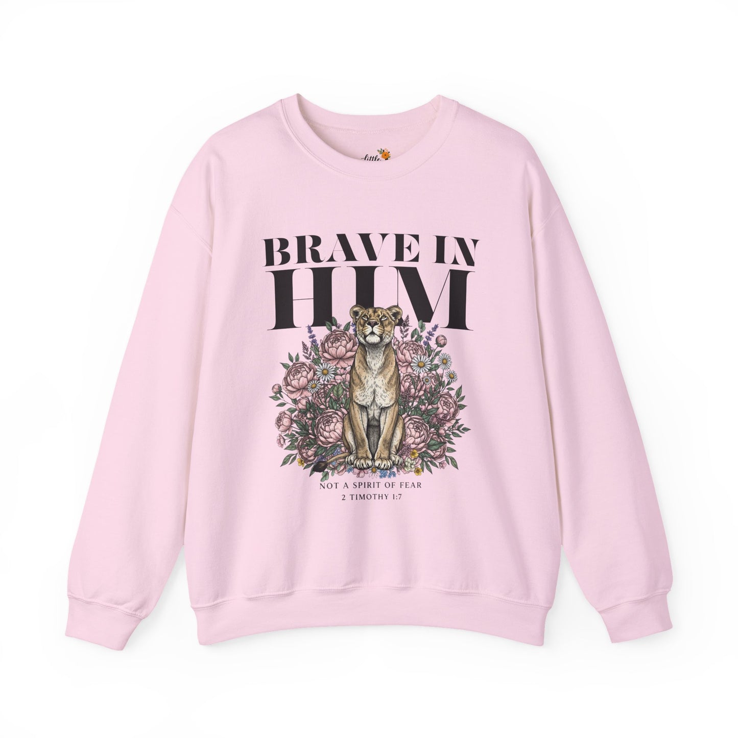 "brave in him" Crewneck Sweatshirt — Inspirational Men's Graphic Sweatshirt