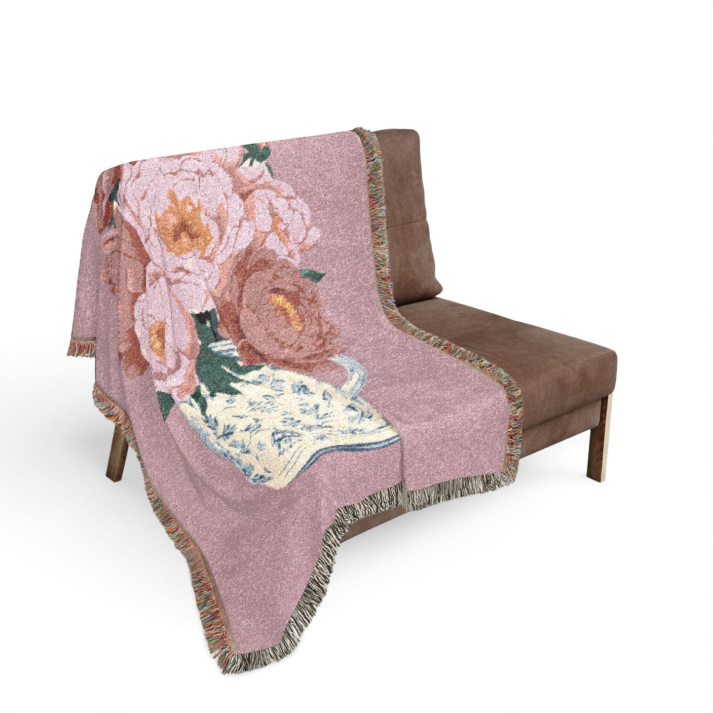 Peony Woven Blanket — Floral Cozy Throw for Living Room & Bedroom