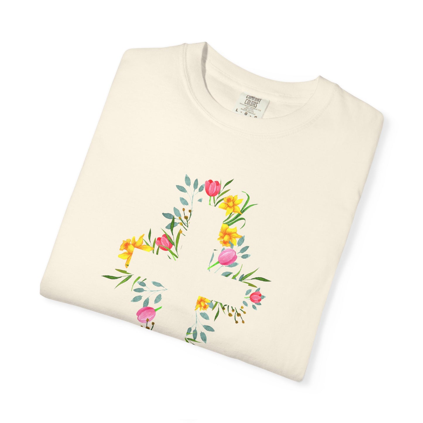 Floral Cross T-Shirt — Christian Faith Tee with Watercolor Flowers