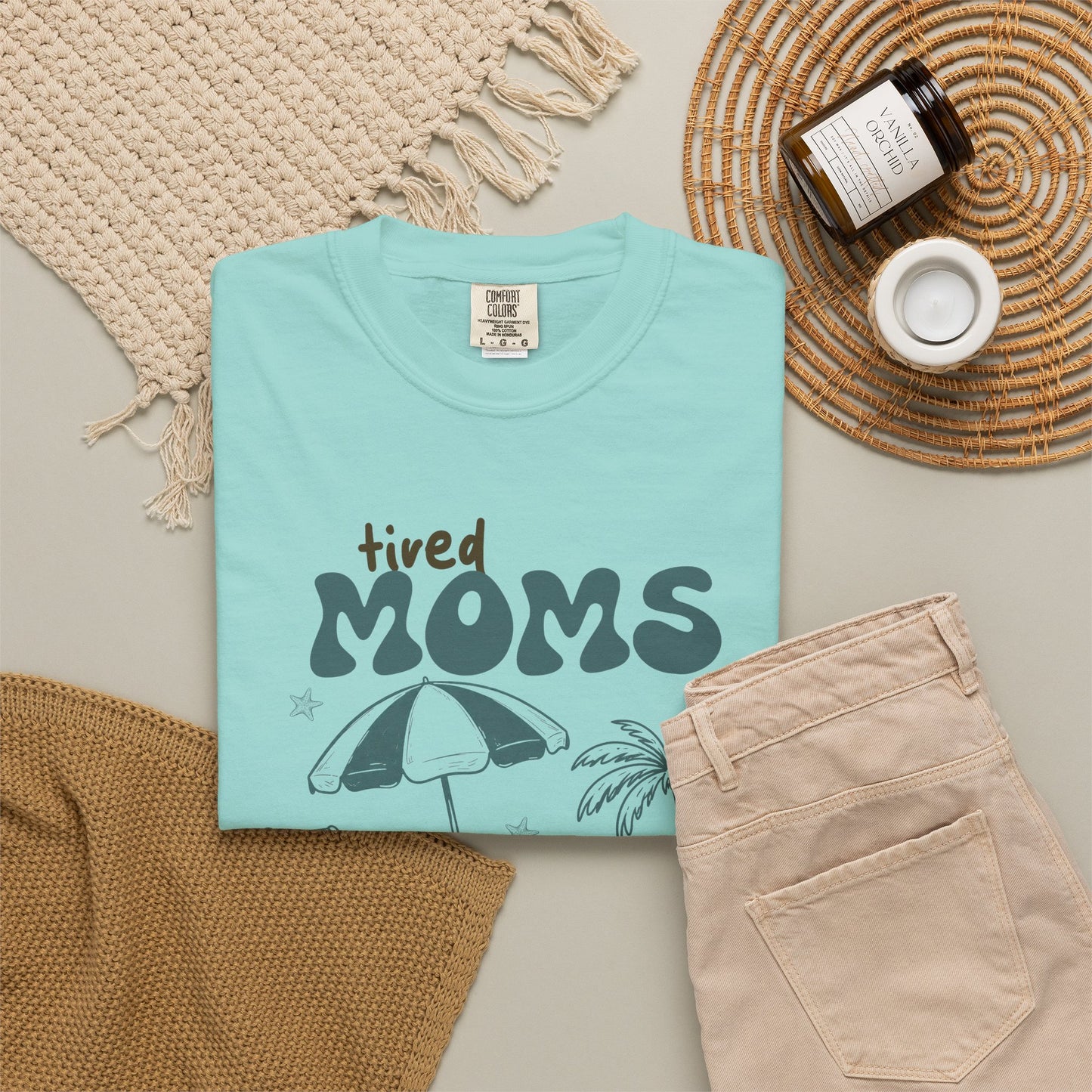 Tired Moms Summer Club Beach Mom Graphic Tee • Summer Vacation Shirt • Pool Day Mama Outfit • Coastal Summer Tee
