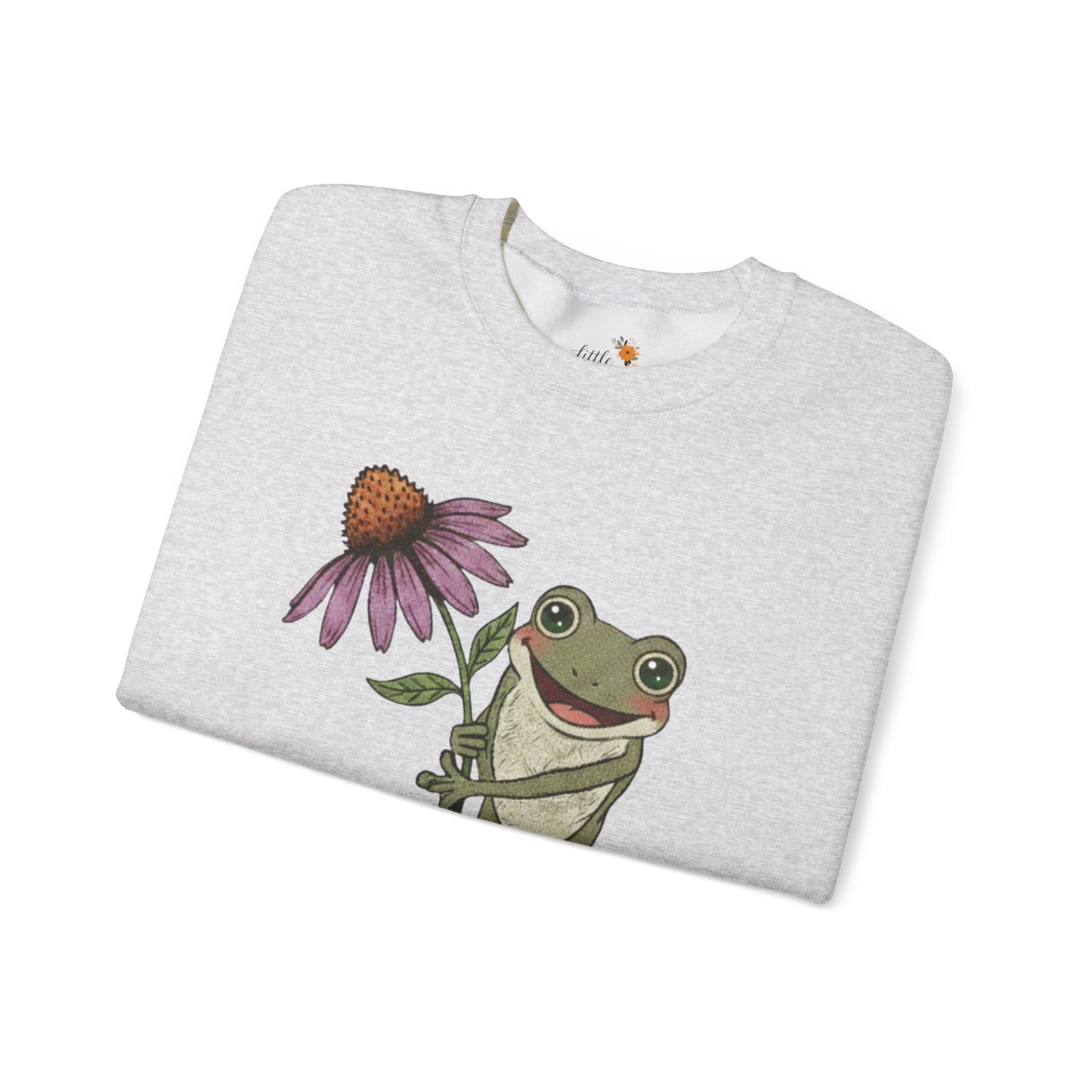 Spring Cottage Frog Sweatshirt • Whimsical Garden Wildflower Crewneck • Cottagecore Floral Pullover