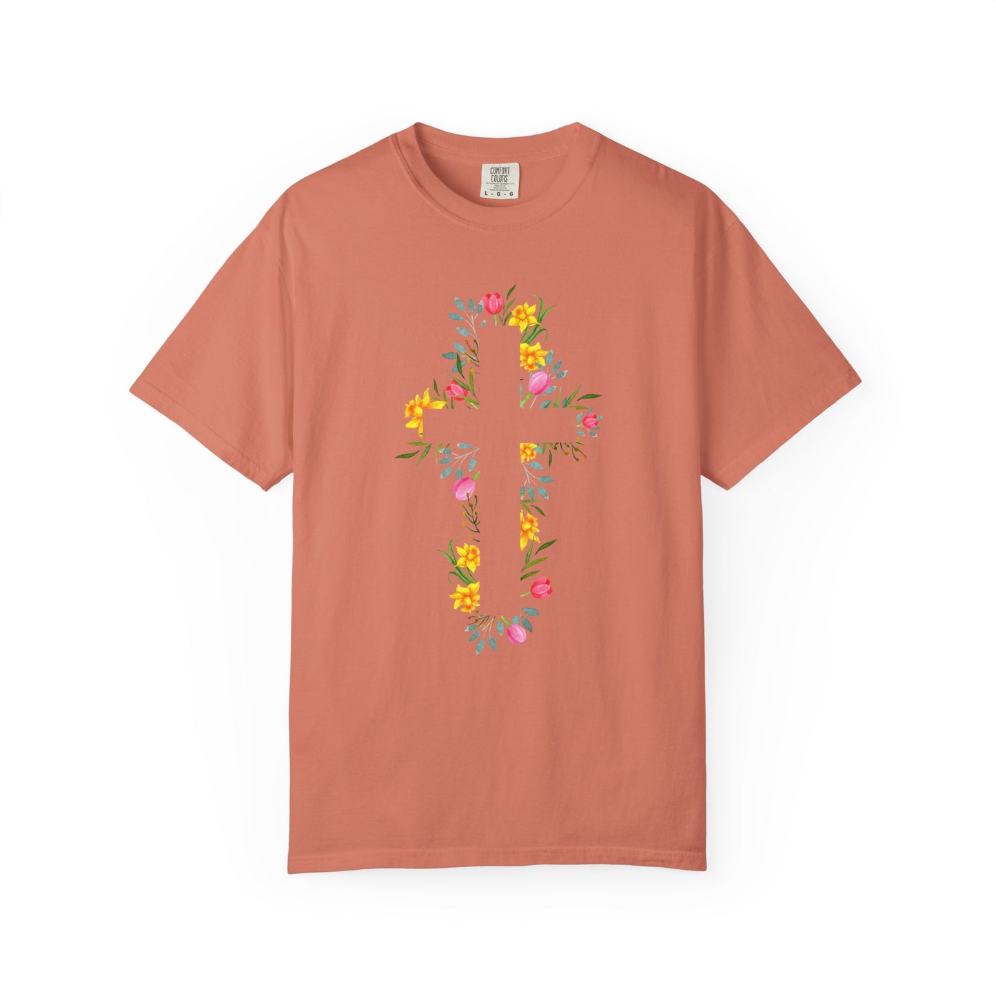 Floral Cross T-Shirt — Christian Faith Tee with Watercolor Flowers