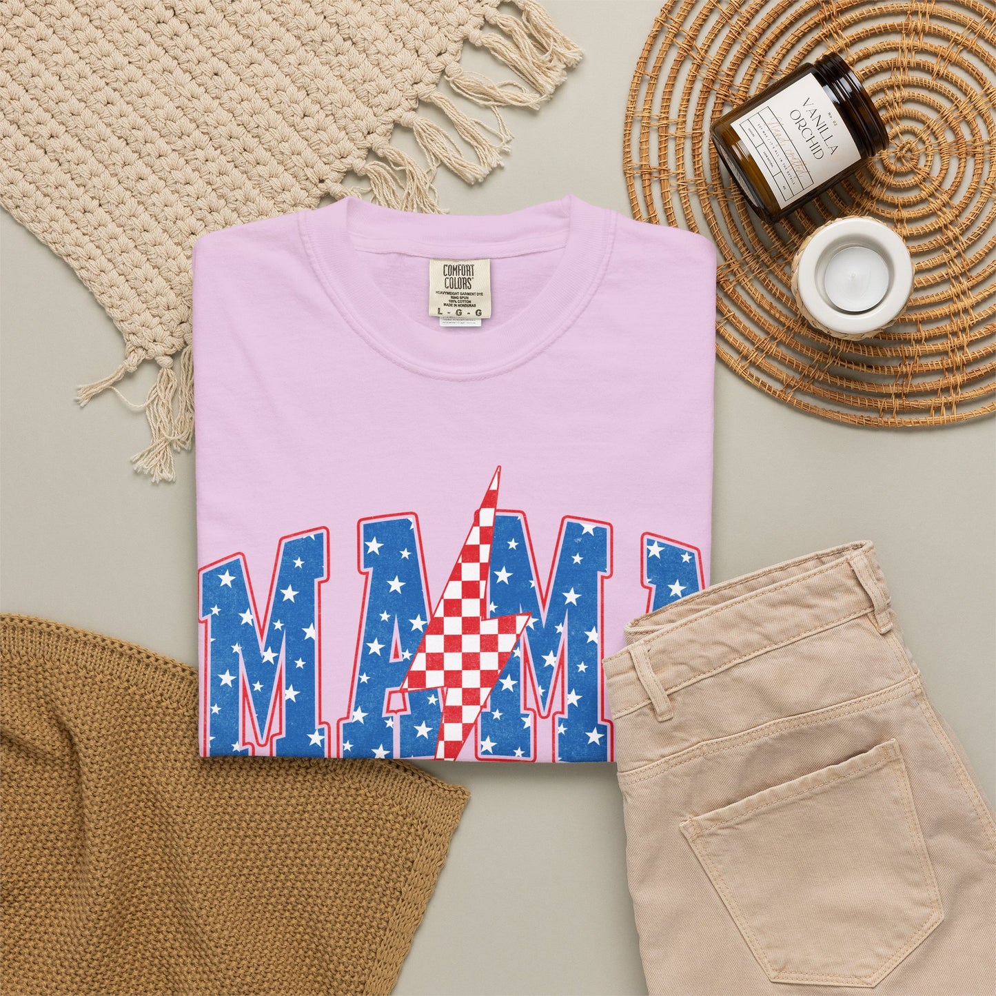 Patriotic MAMA Shirt • Lightning Bolt Mama Tee • Red White Blue Americana Graphic