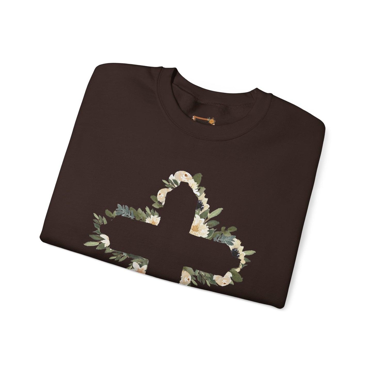 Floral Cross Crewneck Sweatshirt — Christian Faith Floral Pullover