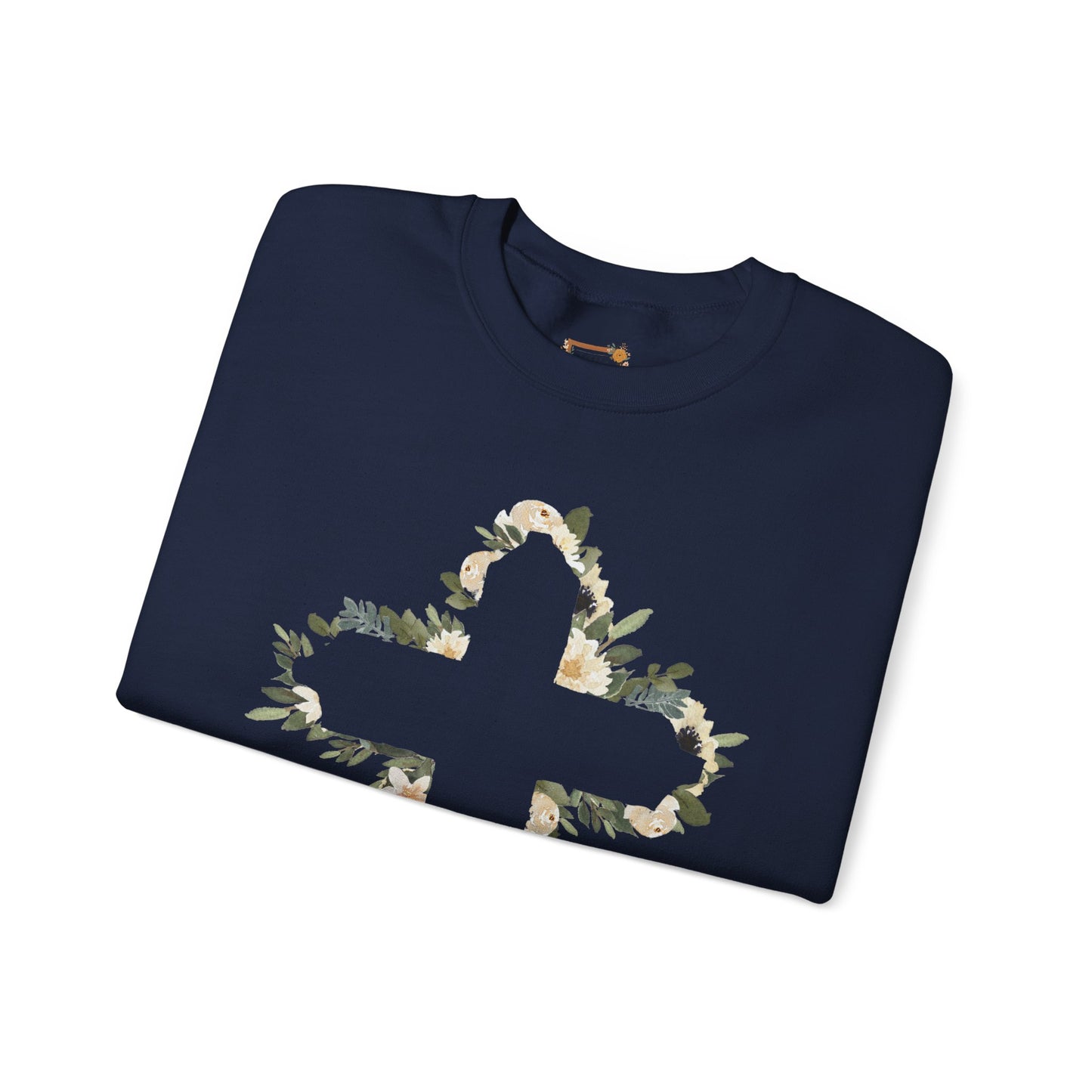 Floral Cross Crewneck Sweatshirt — Christian Faith Floral Pullover